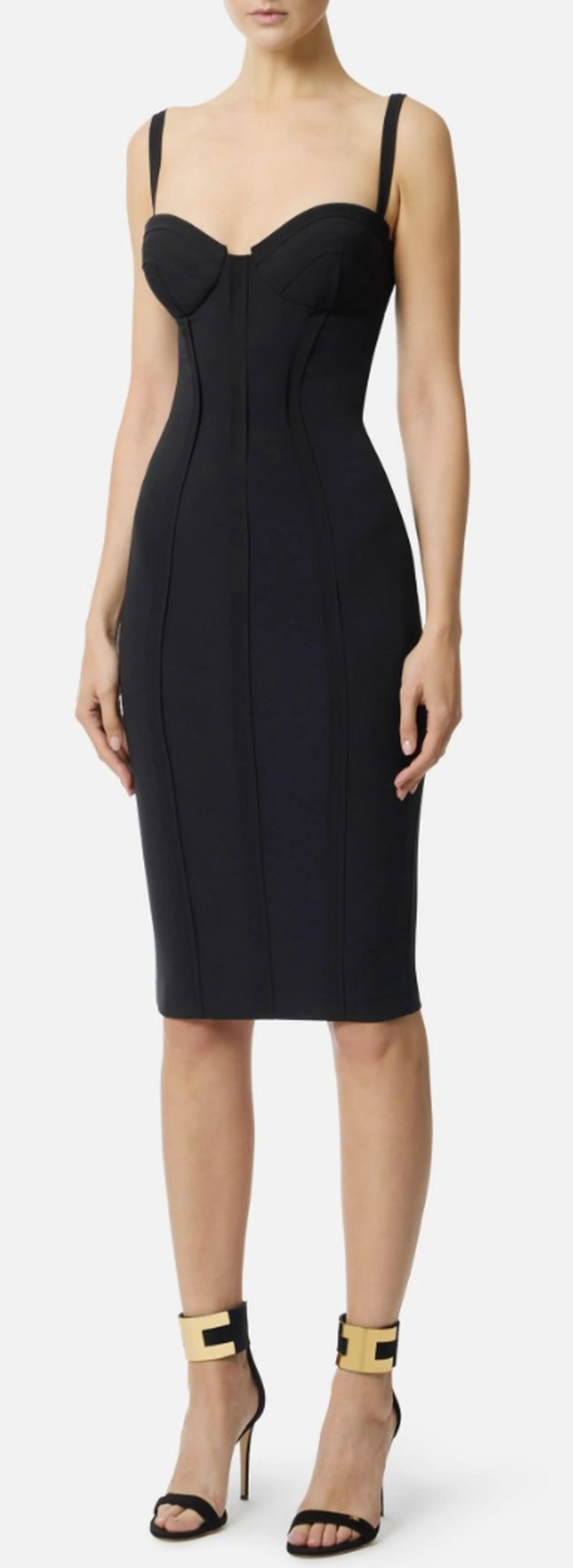 Elisabetta Franchi B'Lightweight Crepe Dress With Raw-Cut Fabric' Black Ab91861E2 172114