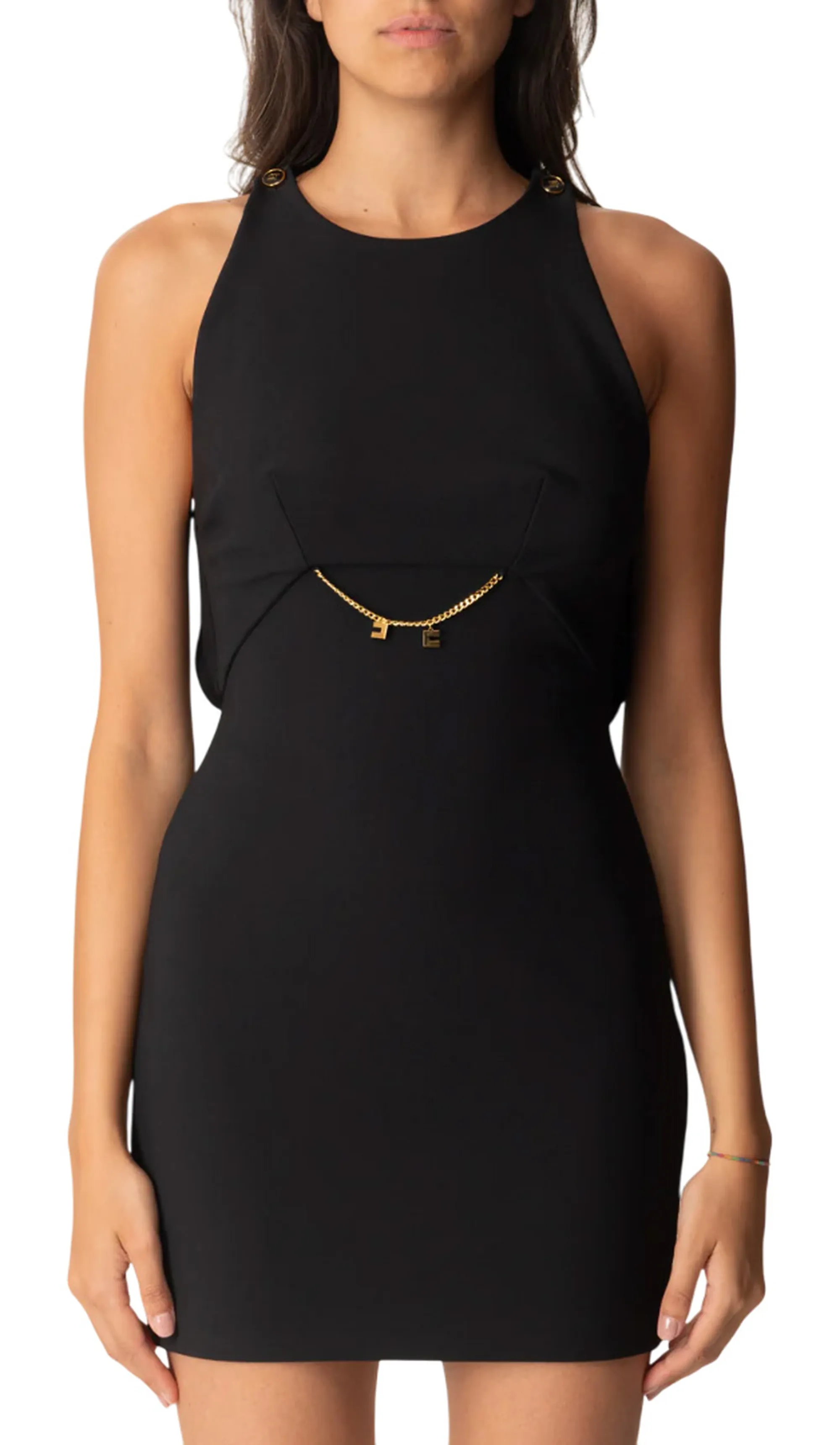 Elisabetta Franchi Abito In Doppio Crepe E Georgette Ab80856E2 153786