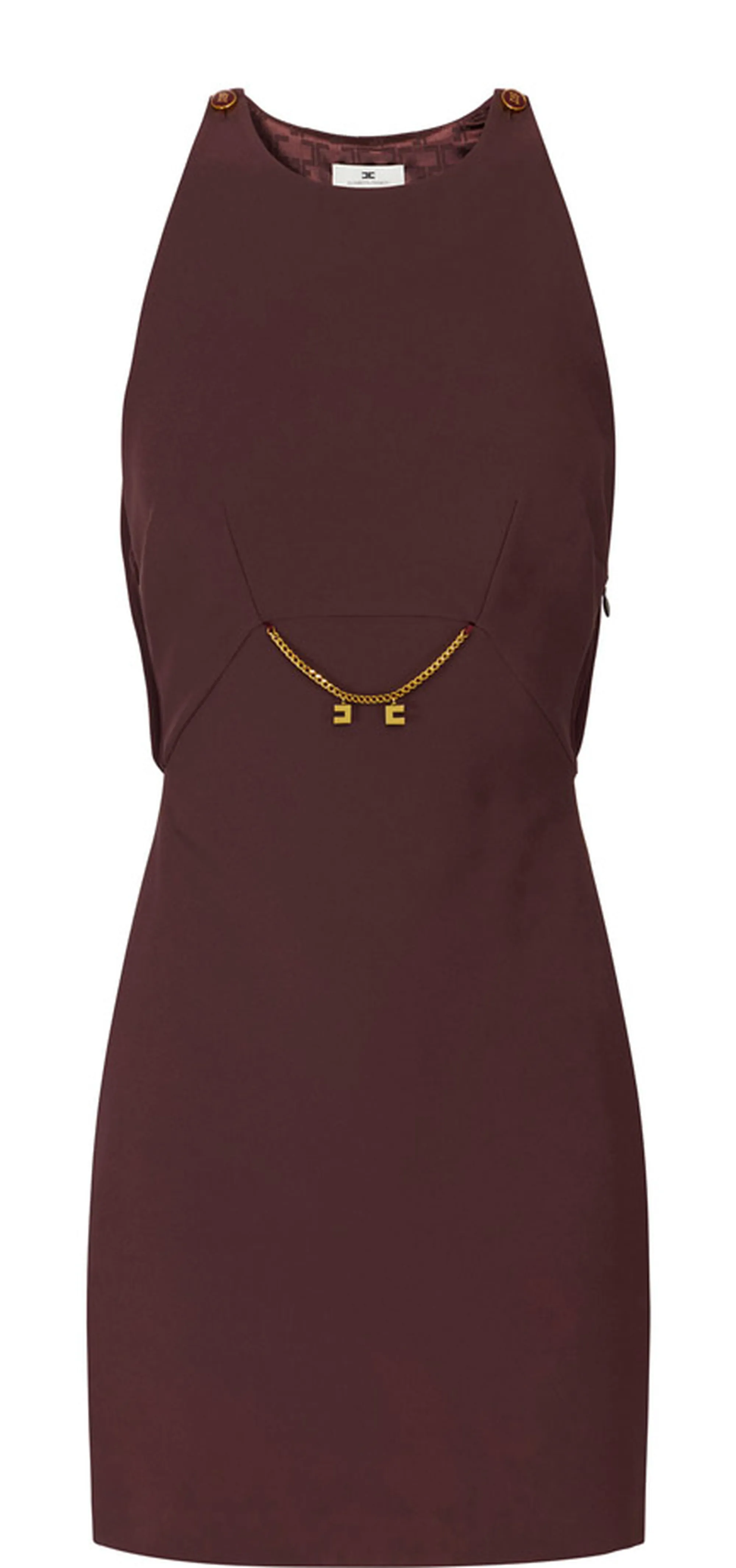 Elisabetta Franchi Abito In Doppio Crepe E Georgette Merlot Ab80856E2 153779