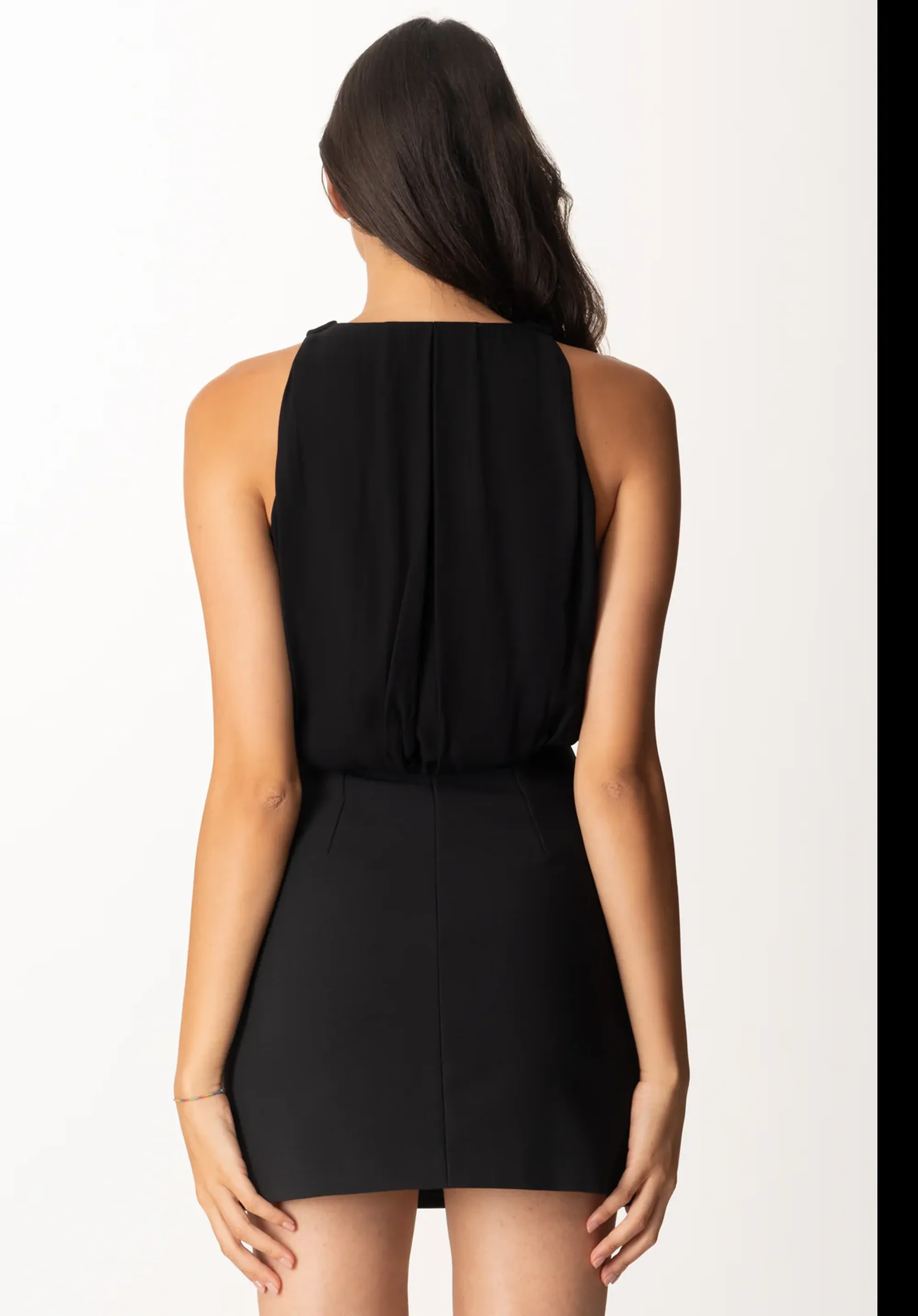 Elisabetta Franchi B'Double Crepe And Georgette Dress' Black Ab80856E2 153042