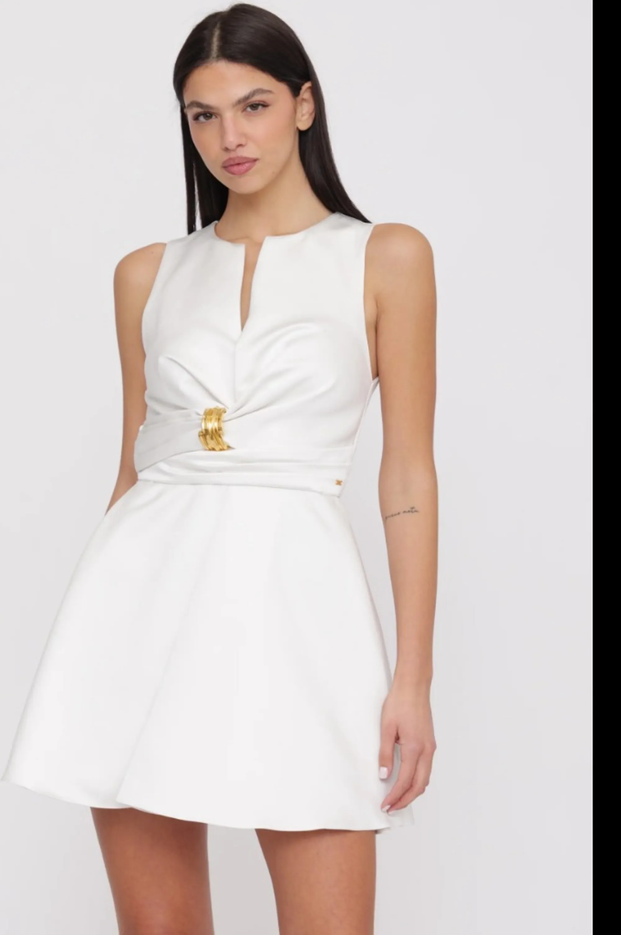 Elisabetta Franchi Abito In Duchesse Con Dettaglio Gioiello Avorio Ab87261E2 171614