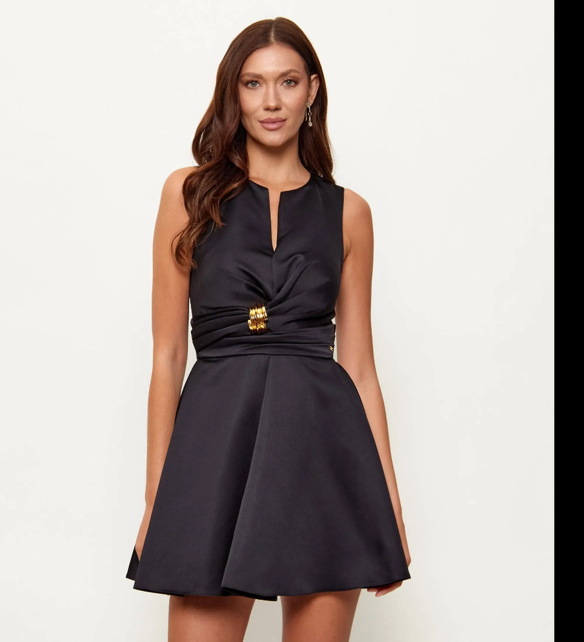 Elisabetta Franchi Abito In Duchesse Con Dettaglio Gioiello Nero Ab87261E2 171613