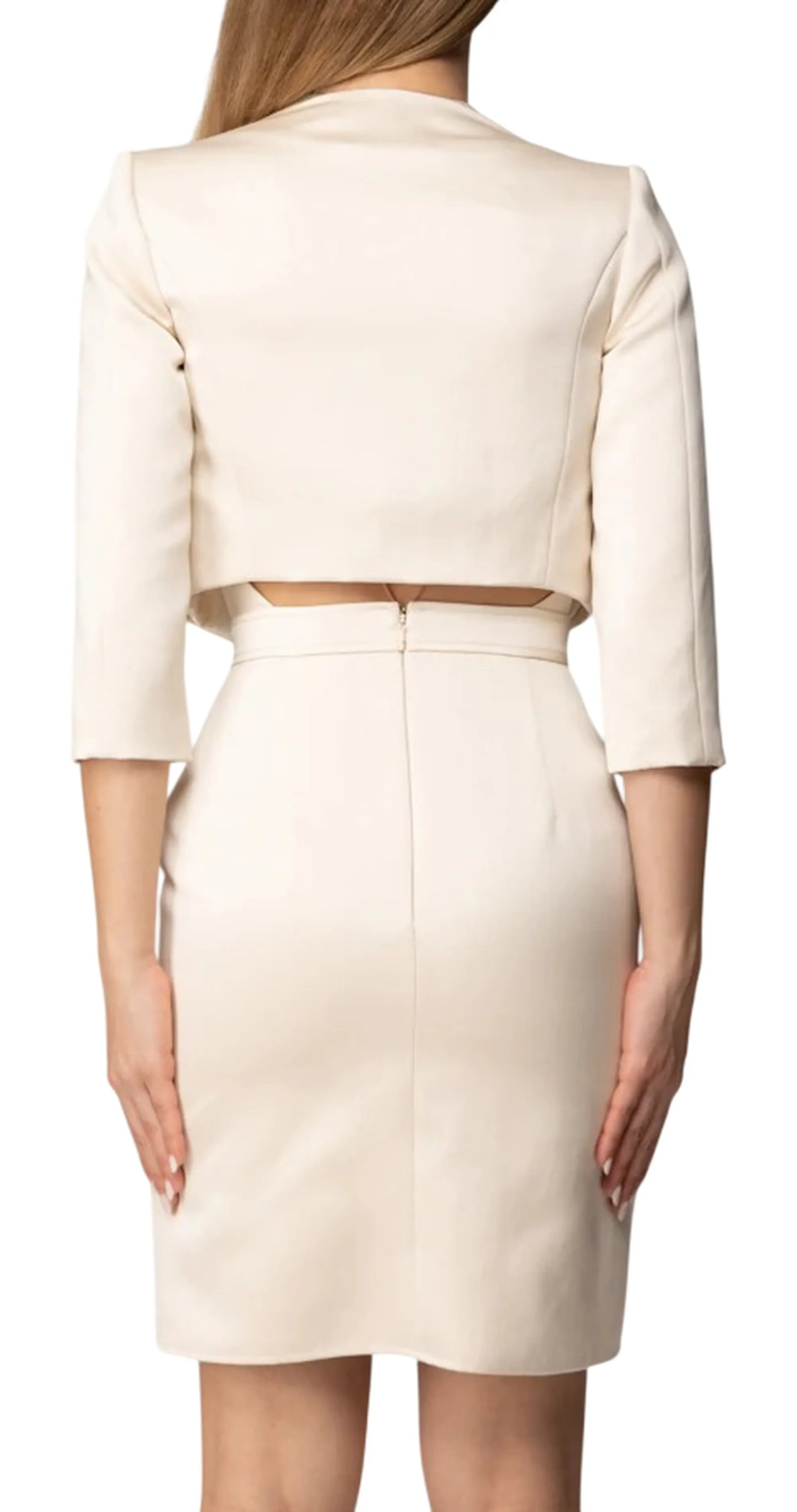 Elisabetta Franchi Abito In Duchesse E Tulle Con Giacca Burro Tb00161E2 177770