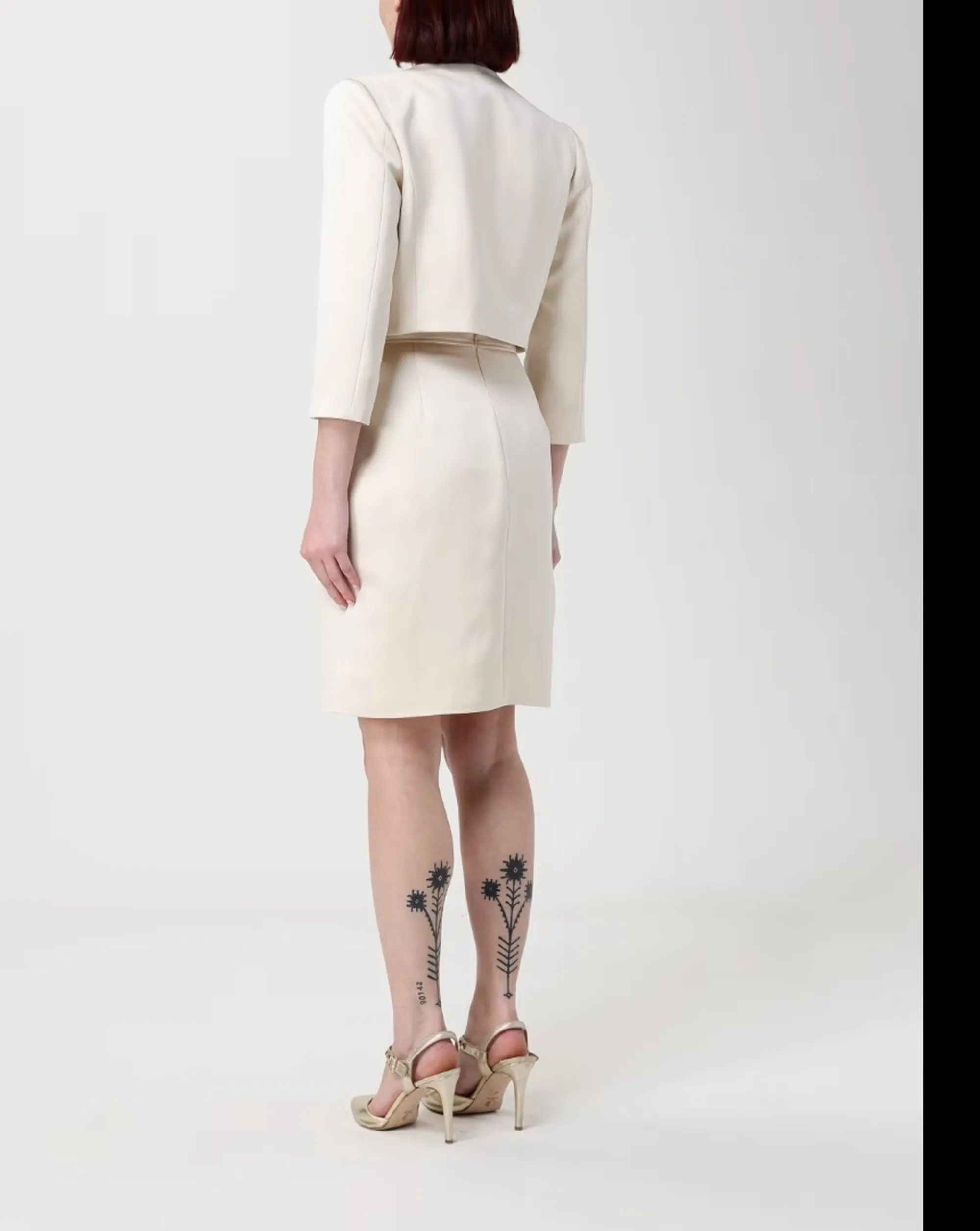 Elisabetta Franchi Abito In Duchesse E Tulle Con Giacca Burro Tb00161E2 183561