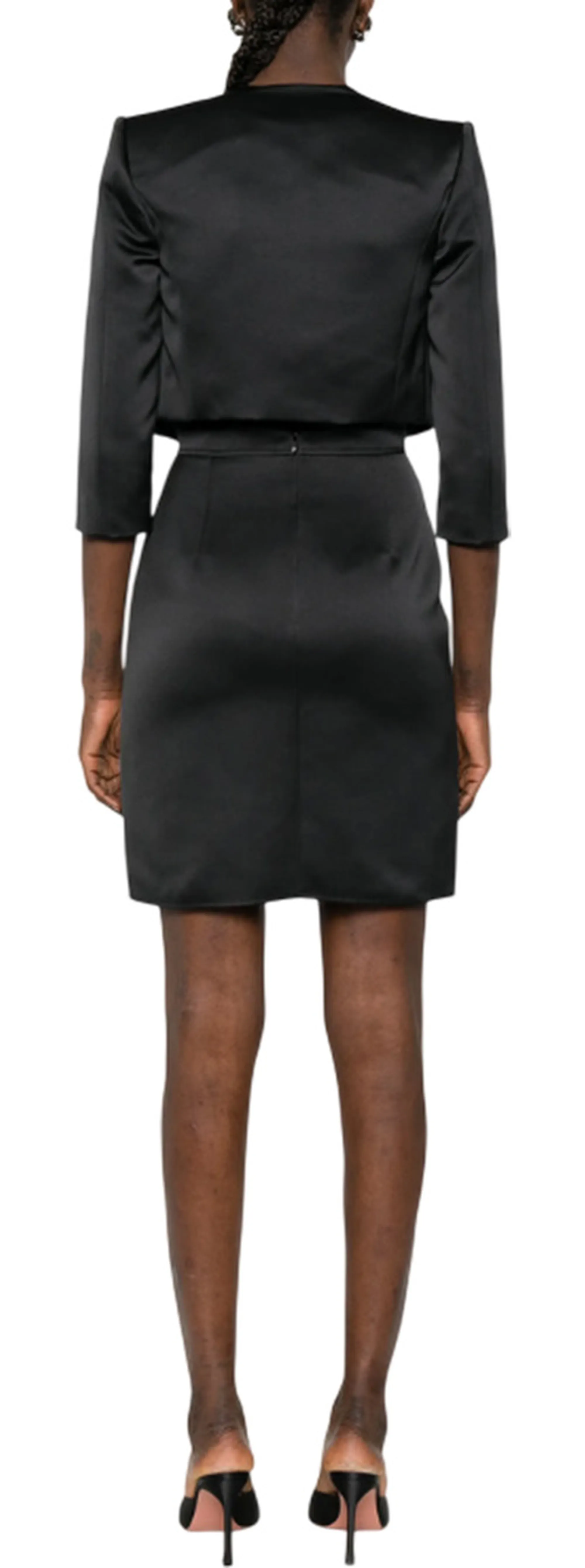 Elisabetta Franchi Abito In Duchesse E Tulle Con Giacca Nero Tb00161E2 177763