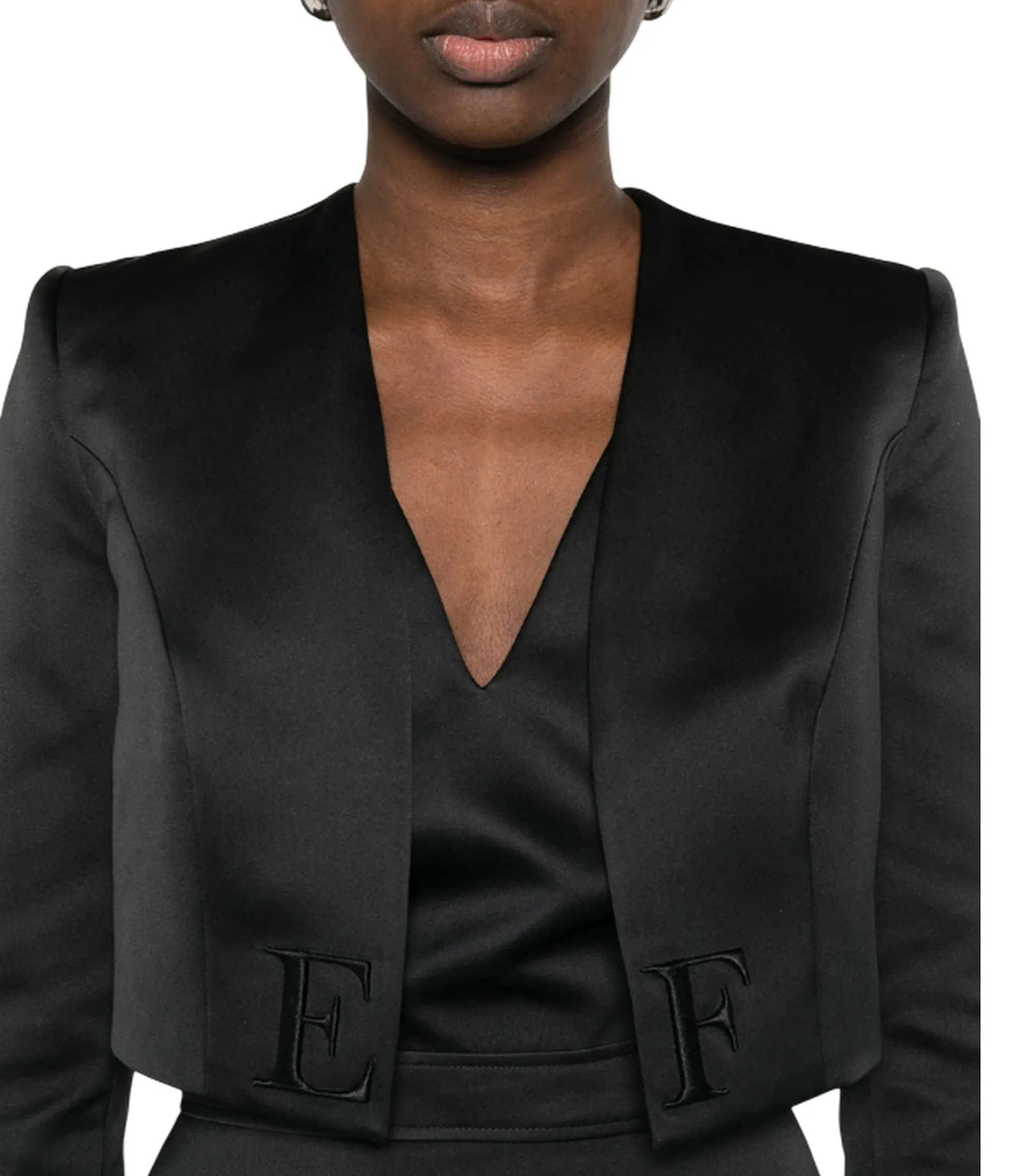 Elisabetta Franchi Abito In Duchesse E Tulle Con Giacca Nero Tb00161E2 177765