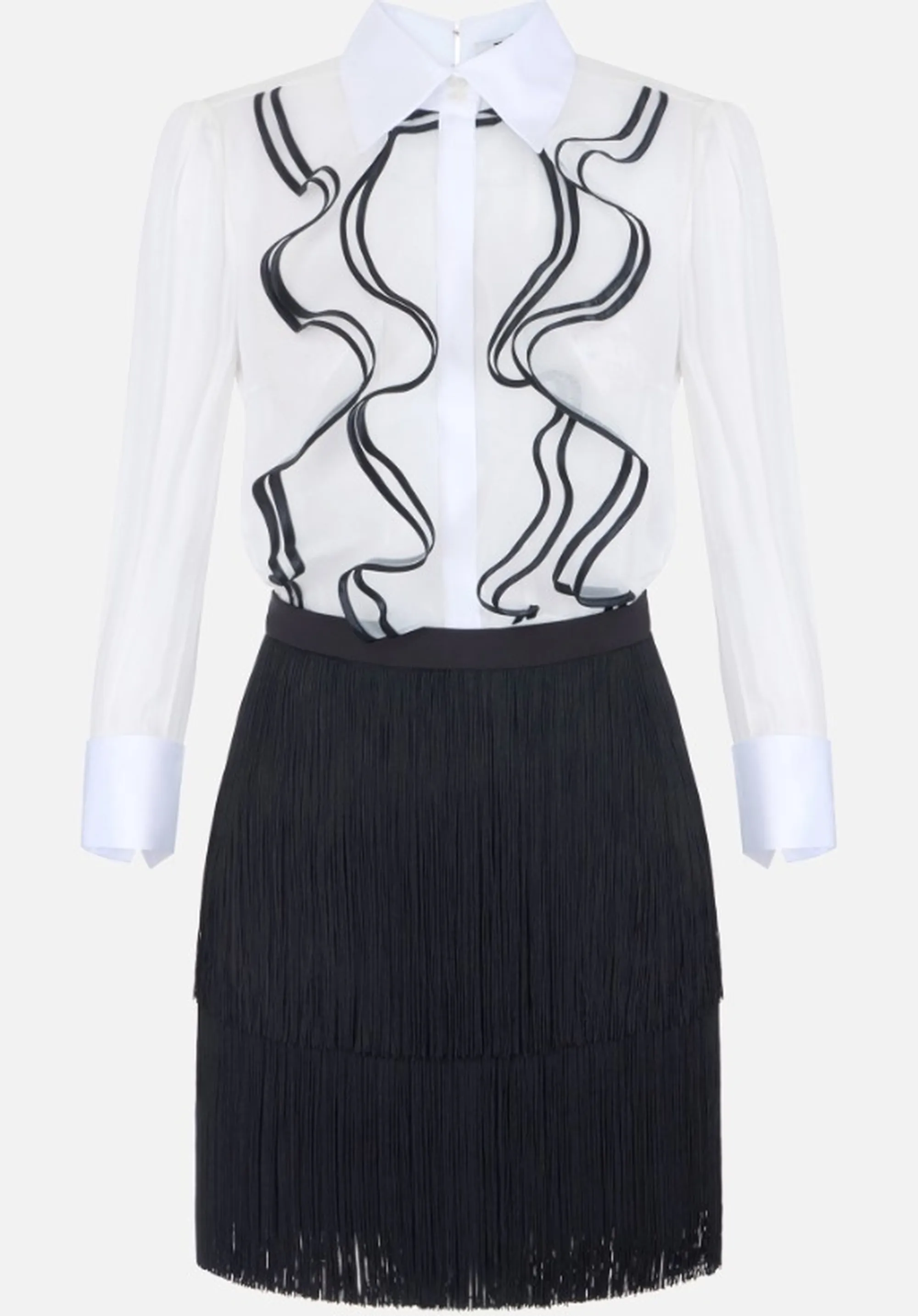Elisabetta Franchi B'Georgette Dress With Ruches And Fangs' Ivory Ab02267E2 188308