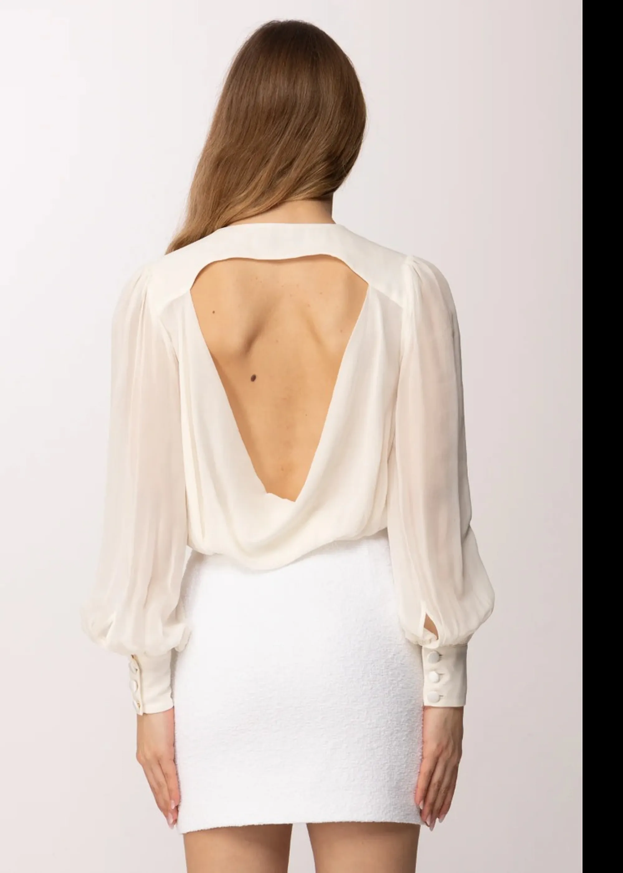 Elisabetta Franchi B'Georgette And Tweed Boucle Dress' Ivory Ab95262E2 182066