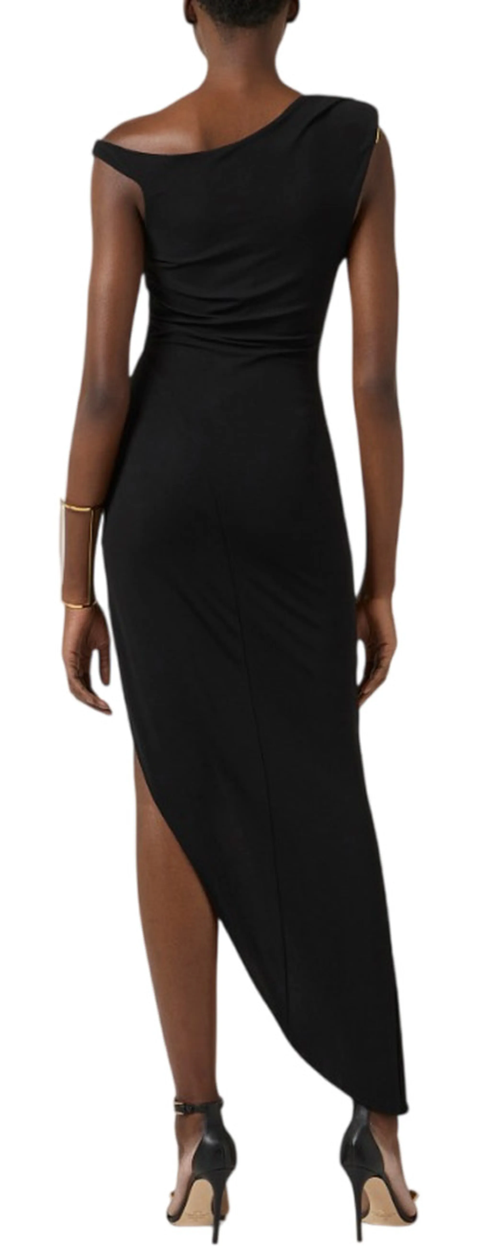 Elisabetta Franchi B'Jersey Crepe Dress With Jewel Shoulder Pads' Black Ab90661E2 178460