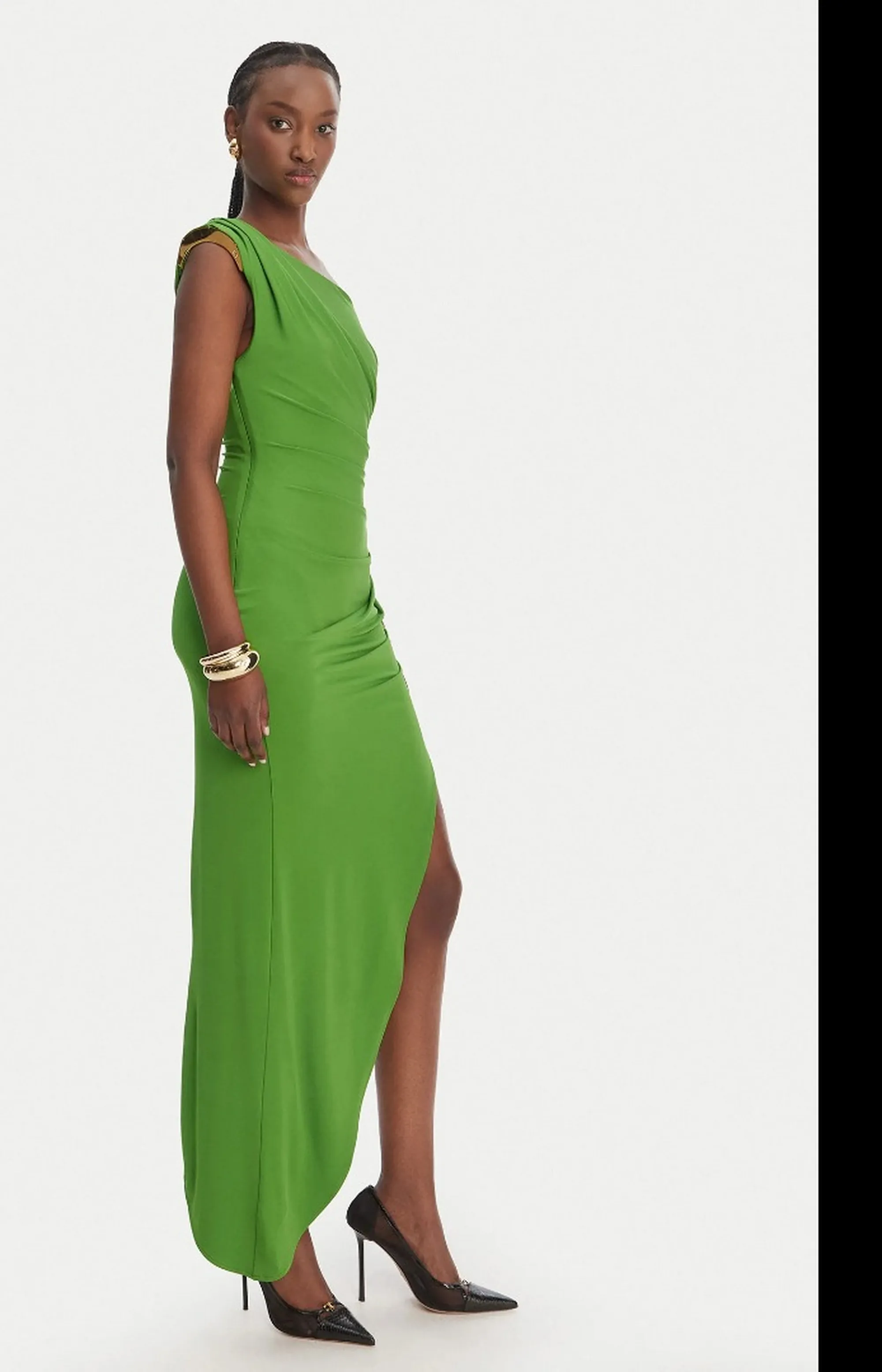 Elisabetta Franchi B'Jersey Crepe Dress With Jewel Shoulder Pads' Green Ab90661E2 172338