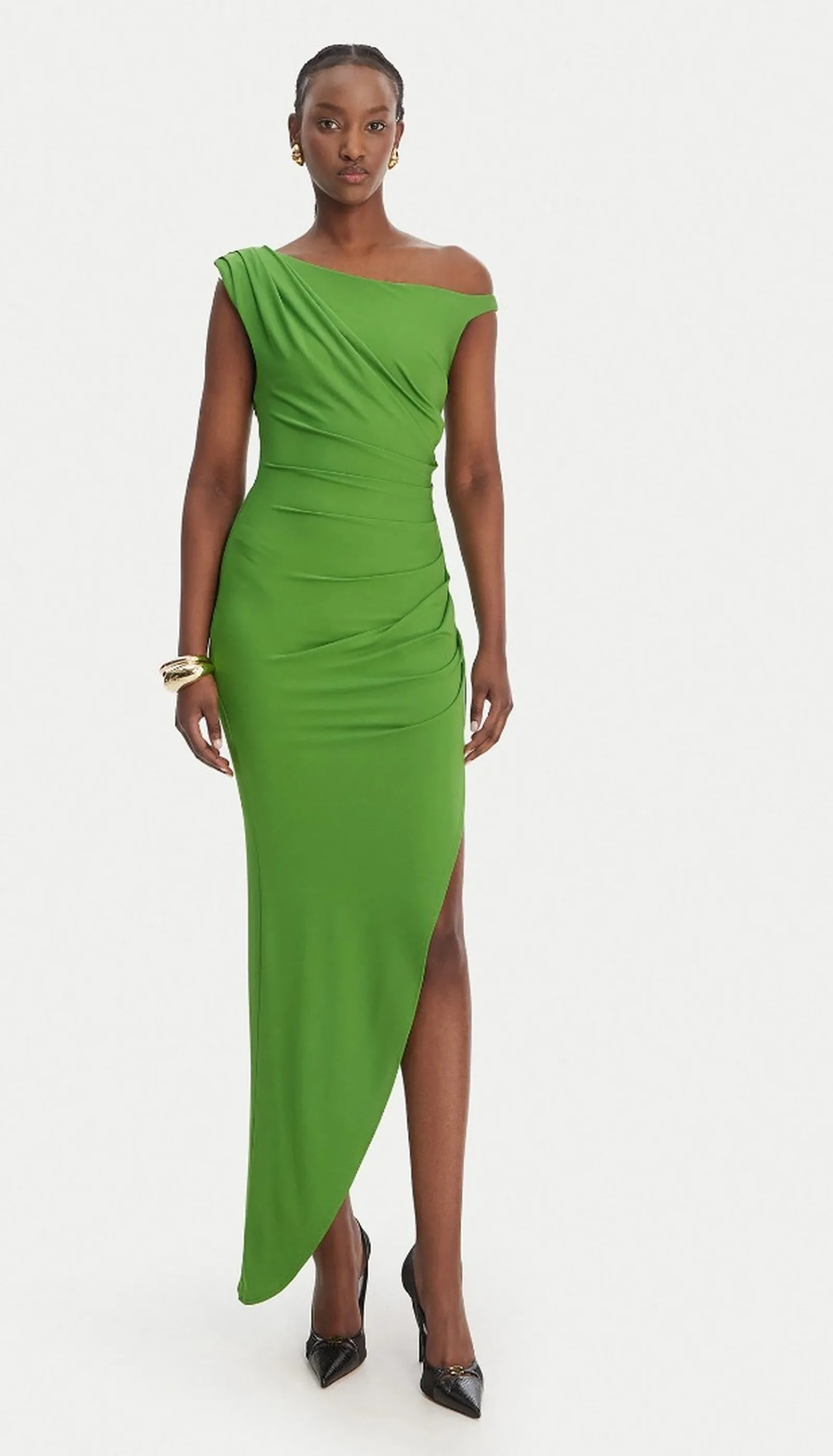 Elisabetta Franchi Abito In Jersey Crepe Con Spallina Gioiello Verde Ab90661E2 172342