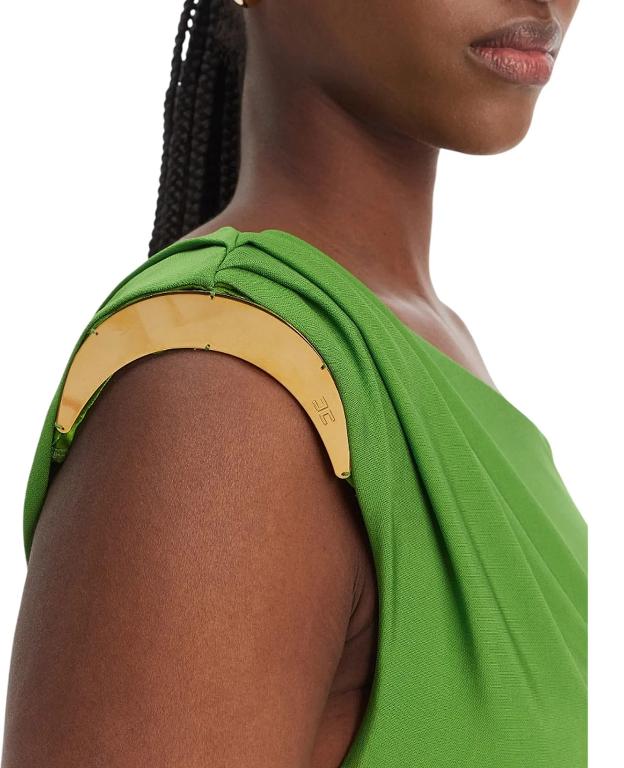 Elisabetta Franchi B'Jersey Crepe Dress With Jewel Shoulder Pads' Green Ab90661E2 178467