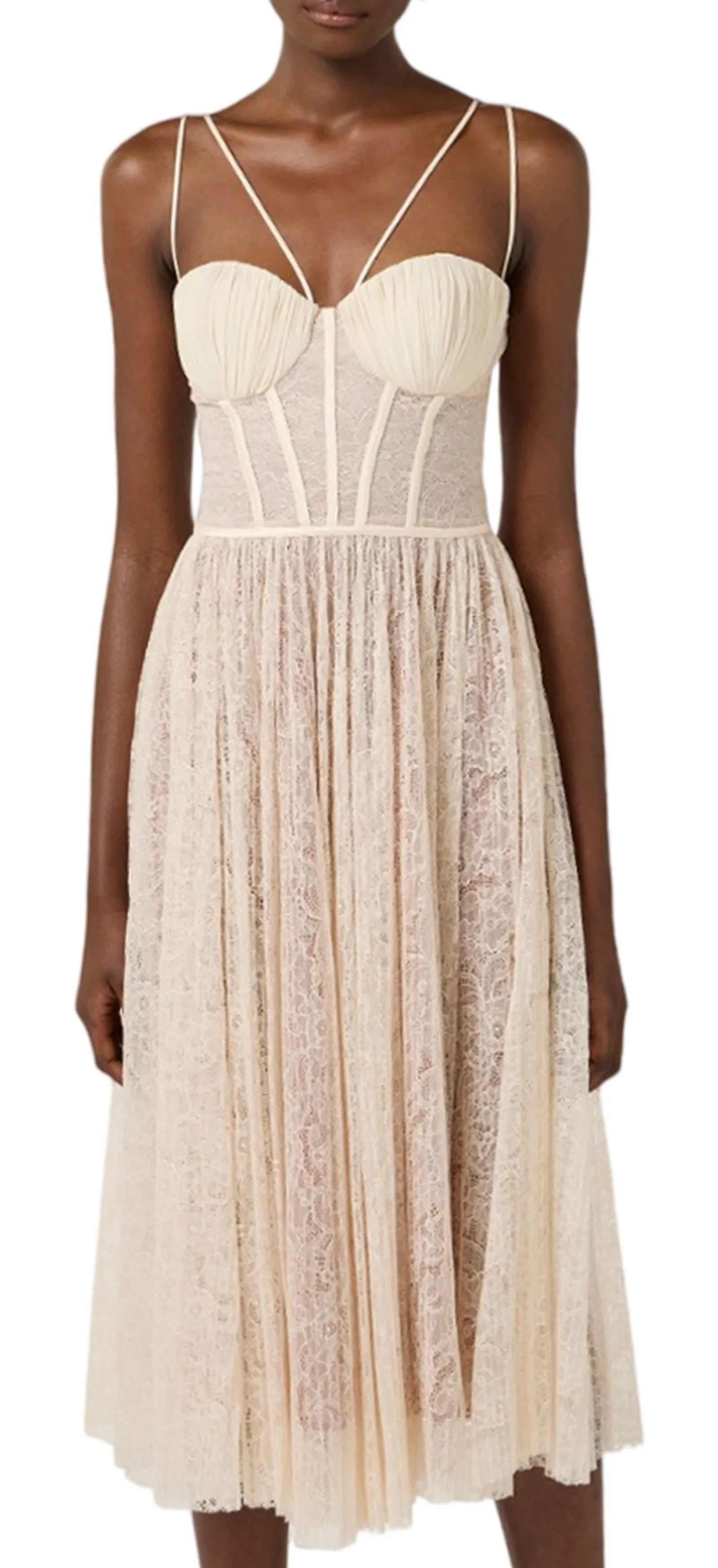 Elisabetta Franchi Abito In Pizzo Floreale Nude Ab97162E2 182148