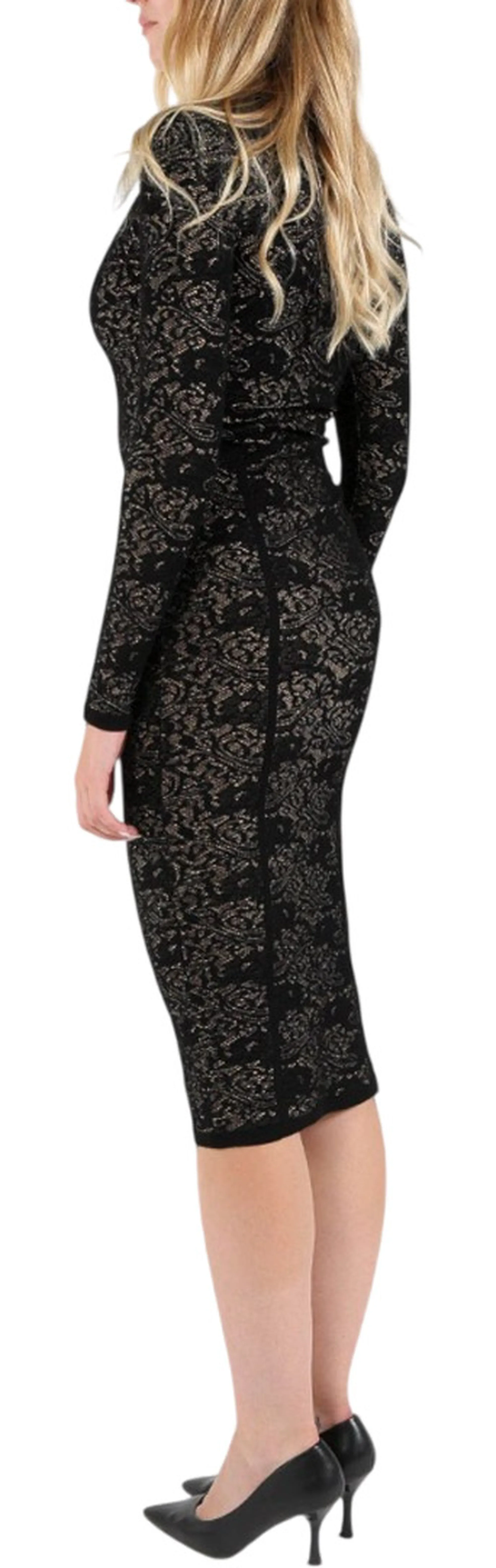 Elisabetta Franchi Abito Midi In Maglia Traforata Nero Am26Q66E2 185076