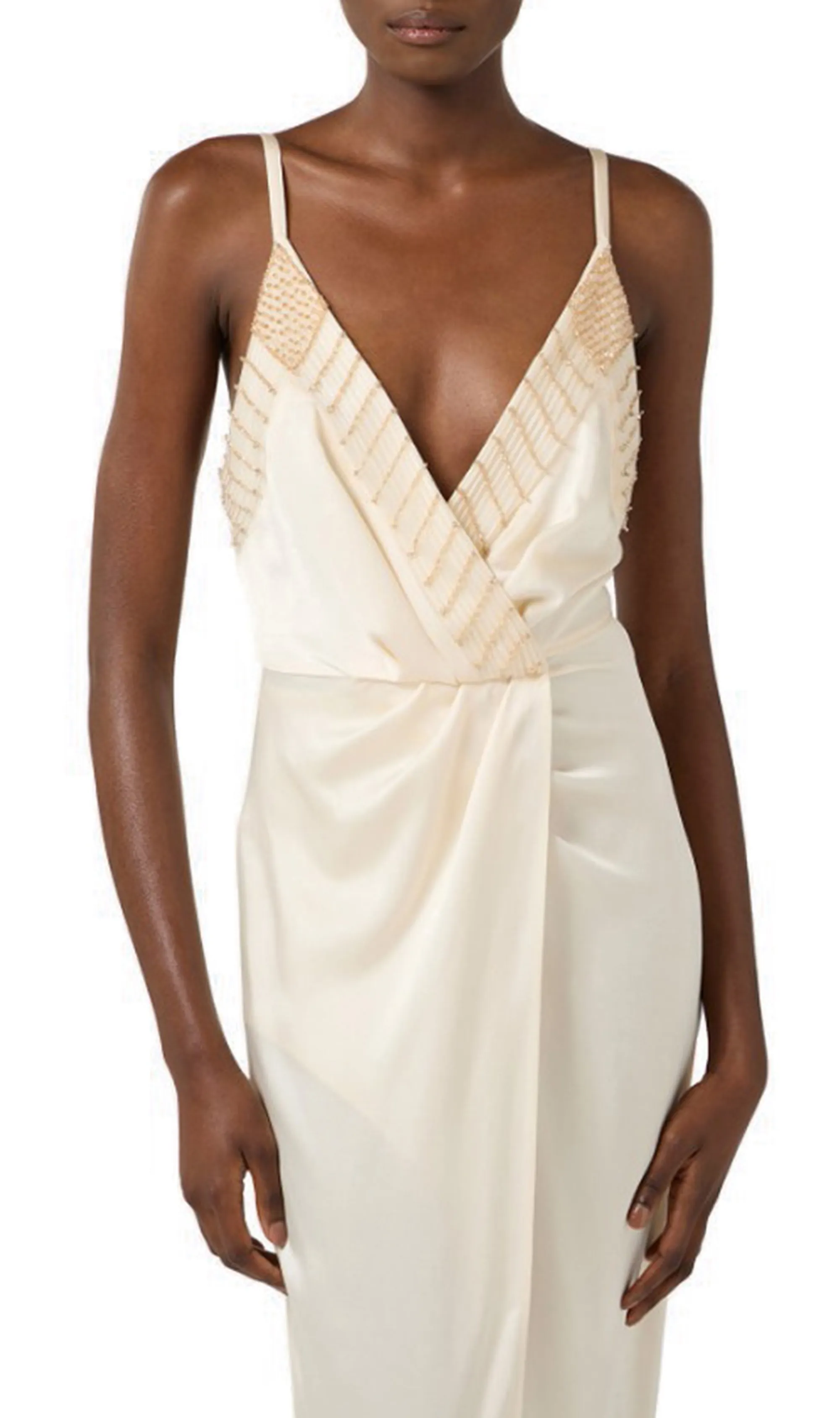 Elisabetta Franchi Abito Red Carpet Con Cristalli Ricamati Burro Abr4862E2 177064