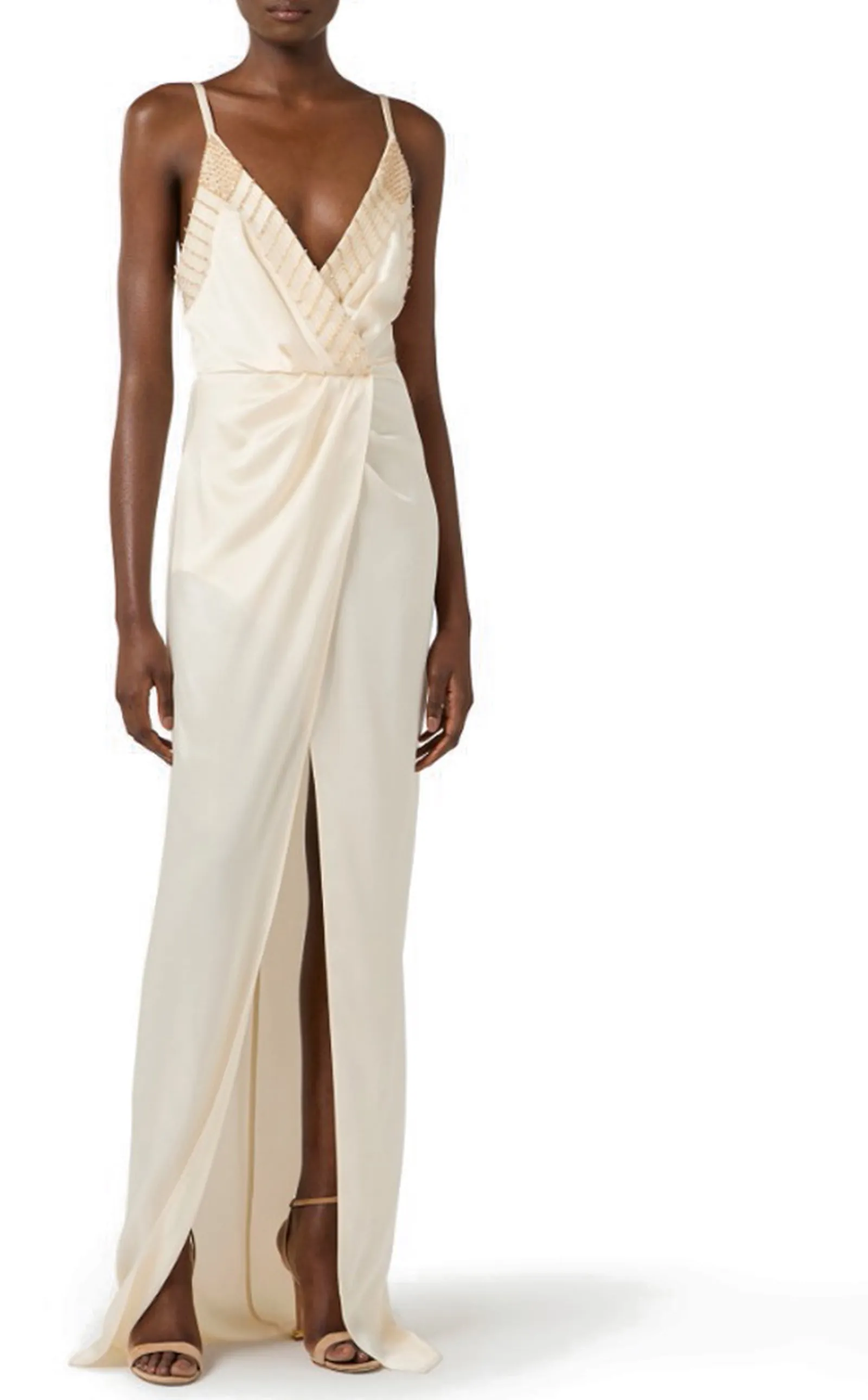 Elisabetta Franchi Abito Red Carpet Con Cristalli Ricamati Burro Abr4862E2 177065