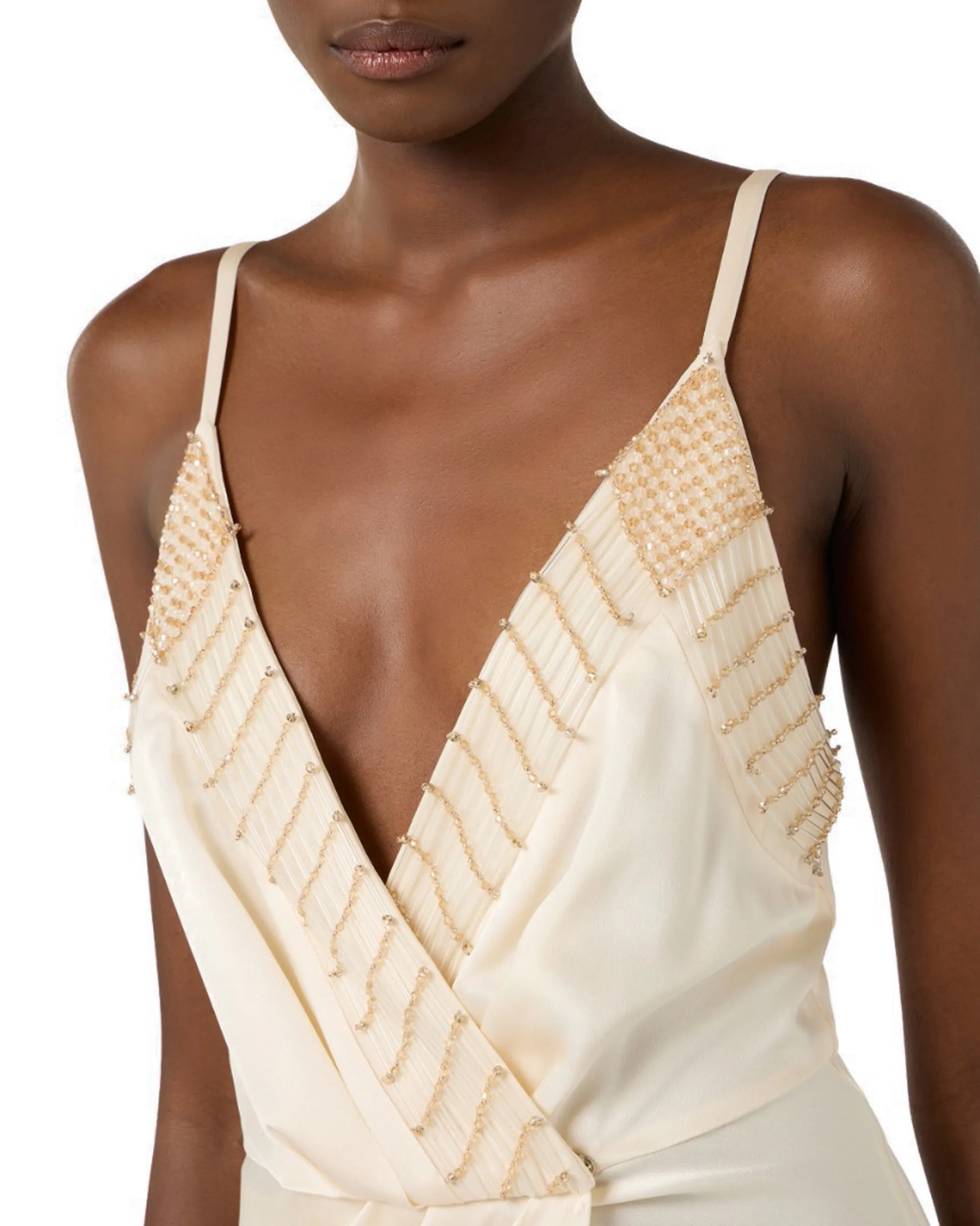 Elisabetta Franchi Abito Red Carpet Con Cristalli Ricamati Burro Abr4862E2 177067