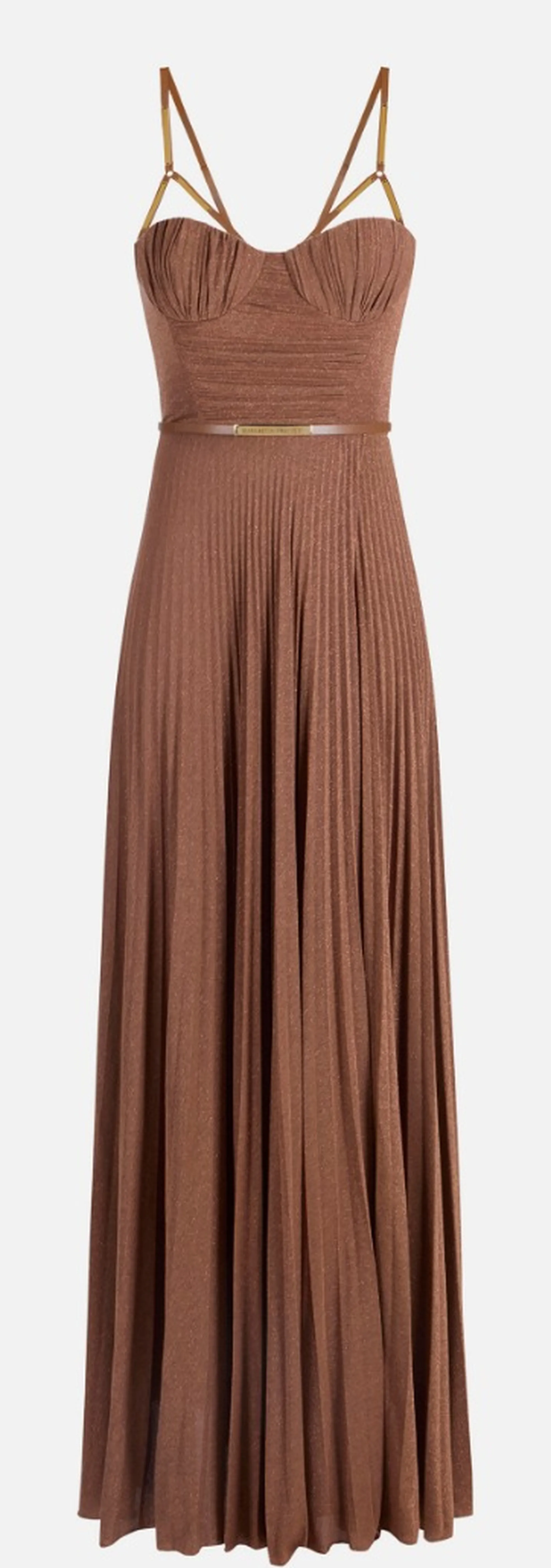 Elisabetta Franchi B'Red Carpet Dress In Lame Jersey With Belt' Leather Abr1661E2 172102