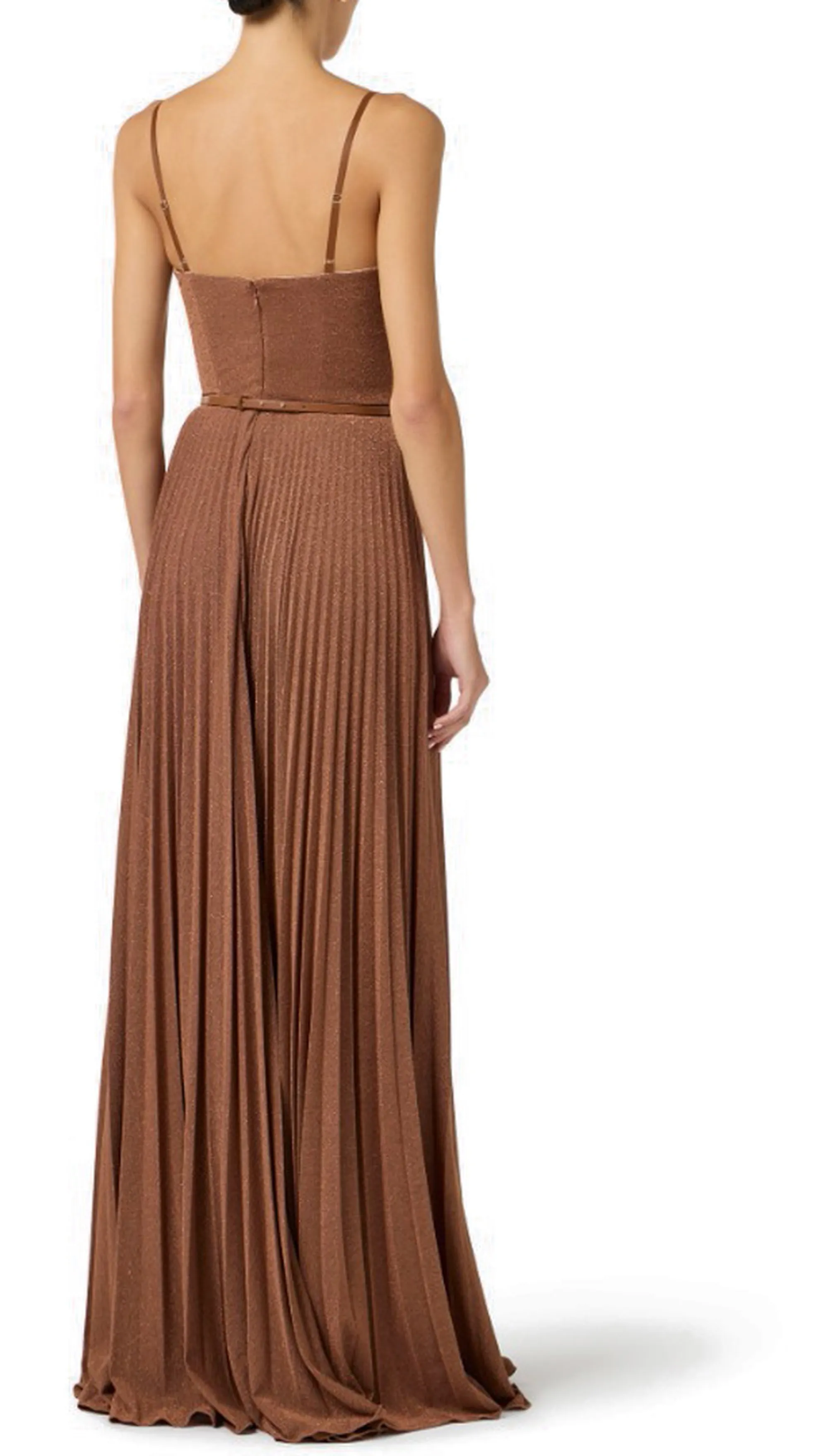 Elisabetta Franchi B'Red Carpet Dress In Lame Jersey With Belt' Leather Abr1661E2 178429