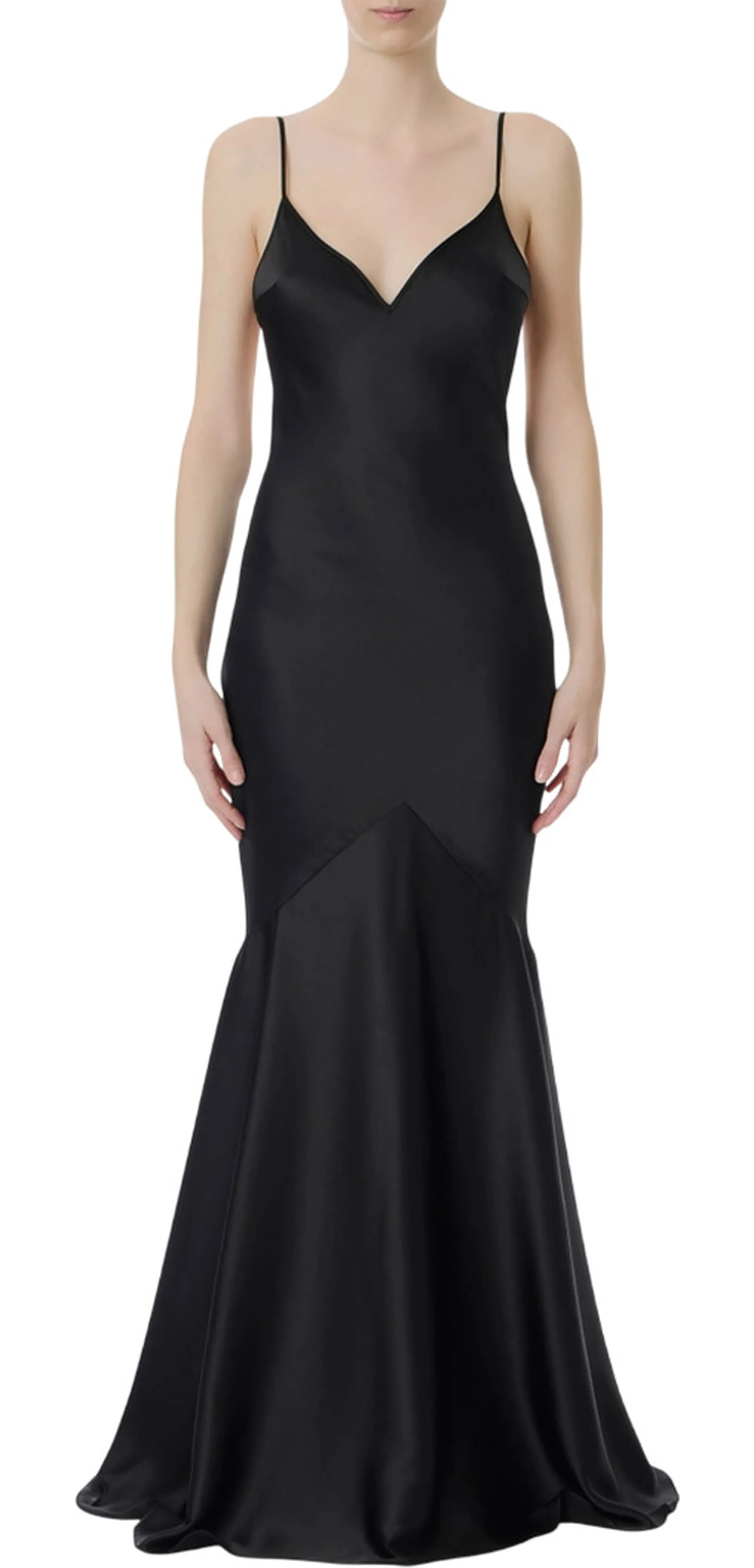 Elisabetta Franchi Abito Red Carpet In Raso Nero Abr3462E2 181287