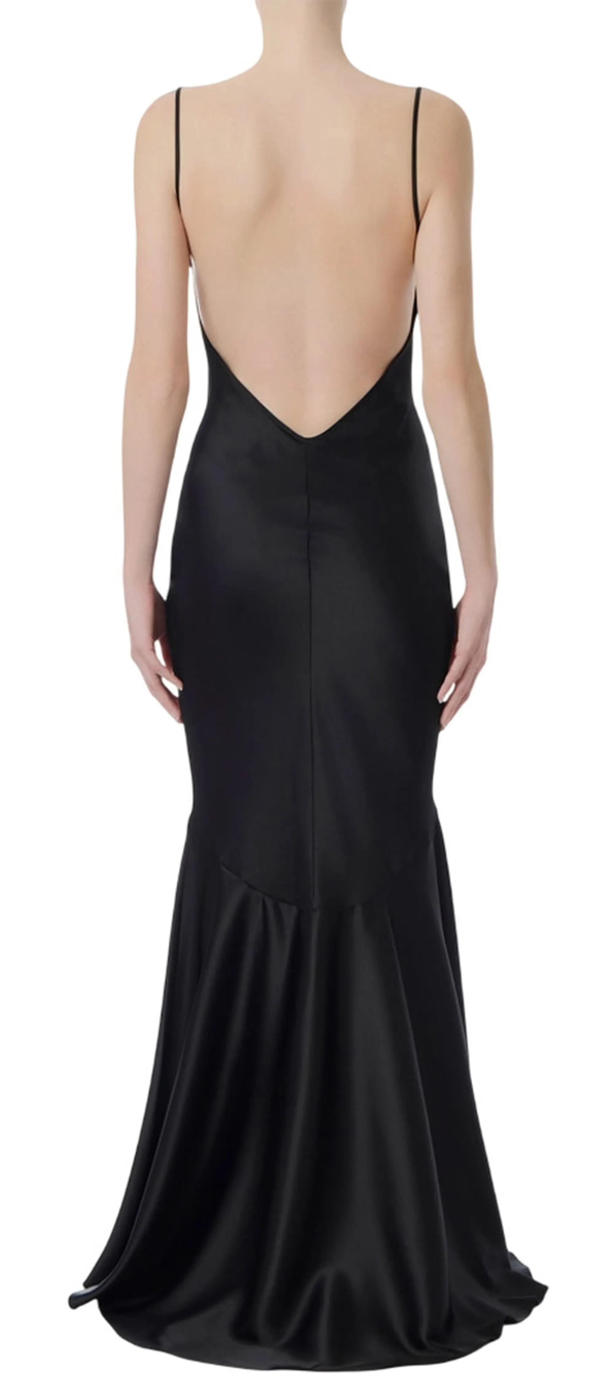 Elisabetta Franchi Abito Red Carpet In Raso Nero Abr3462E2 181288