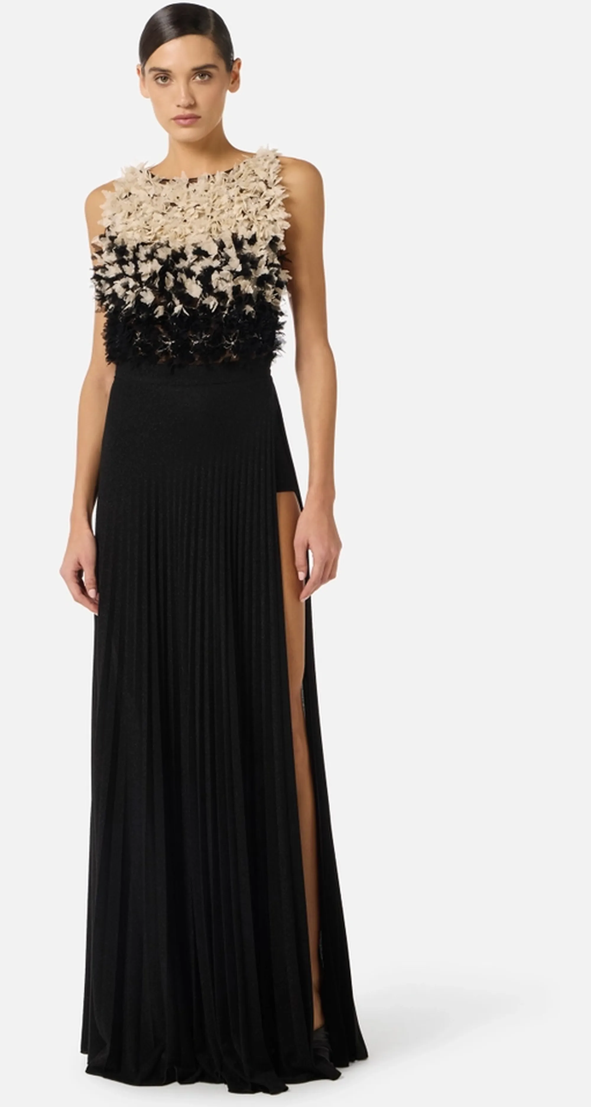 Elisabetta Franchi B'Red Carpet Dress In Tule And Lurex Jersey' Black Abr4462E2 180498