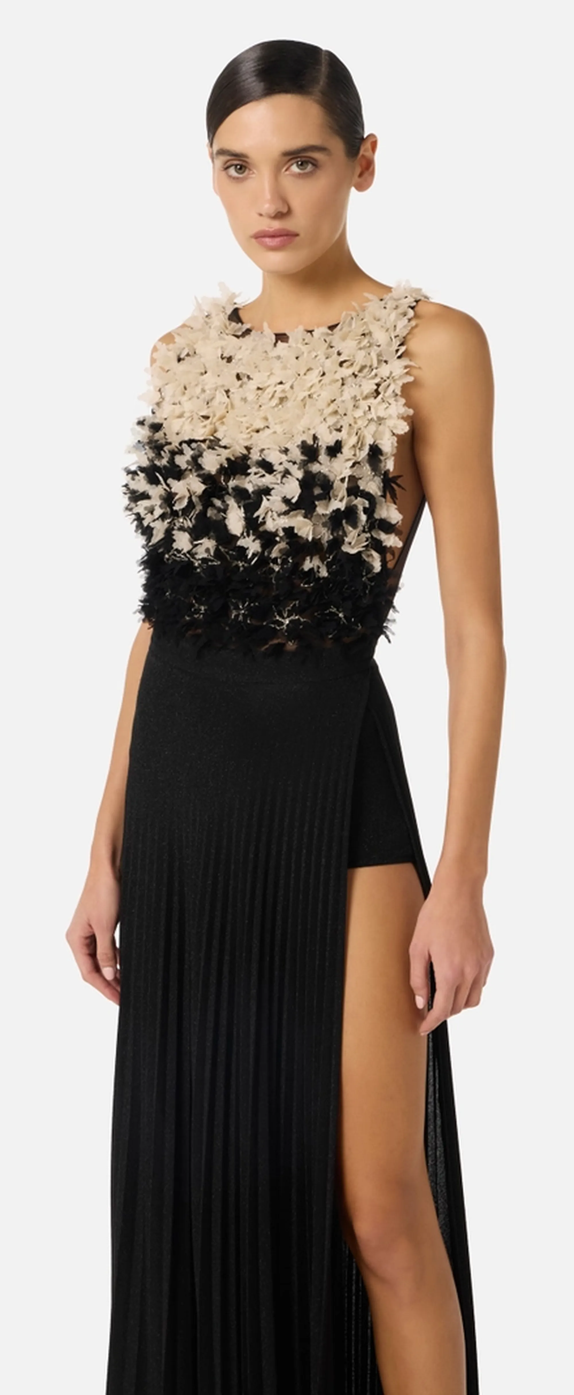 Elisabetta Franchi B'Red Carpet Dress In Tule And Lurex Jersey' Black Abr4462E2 180499