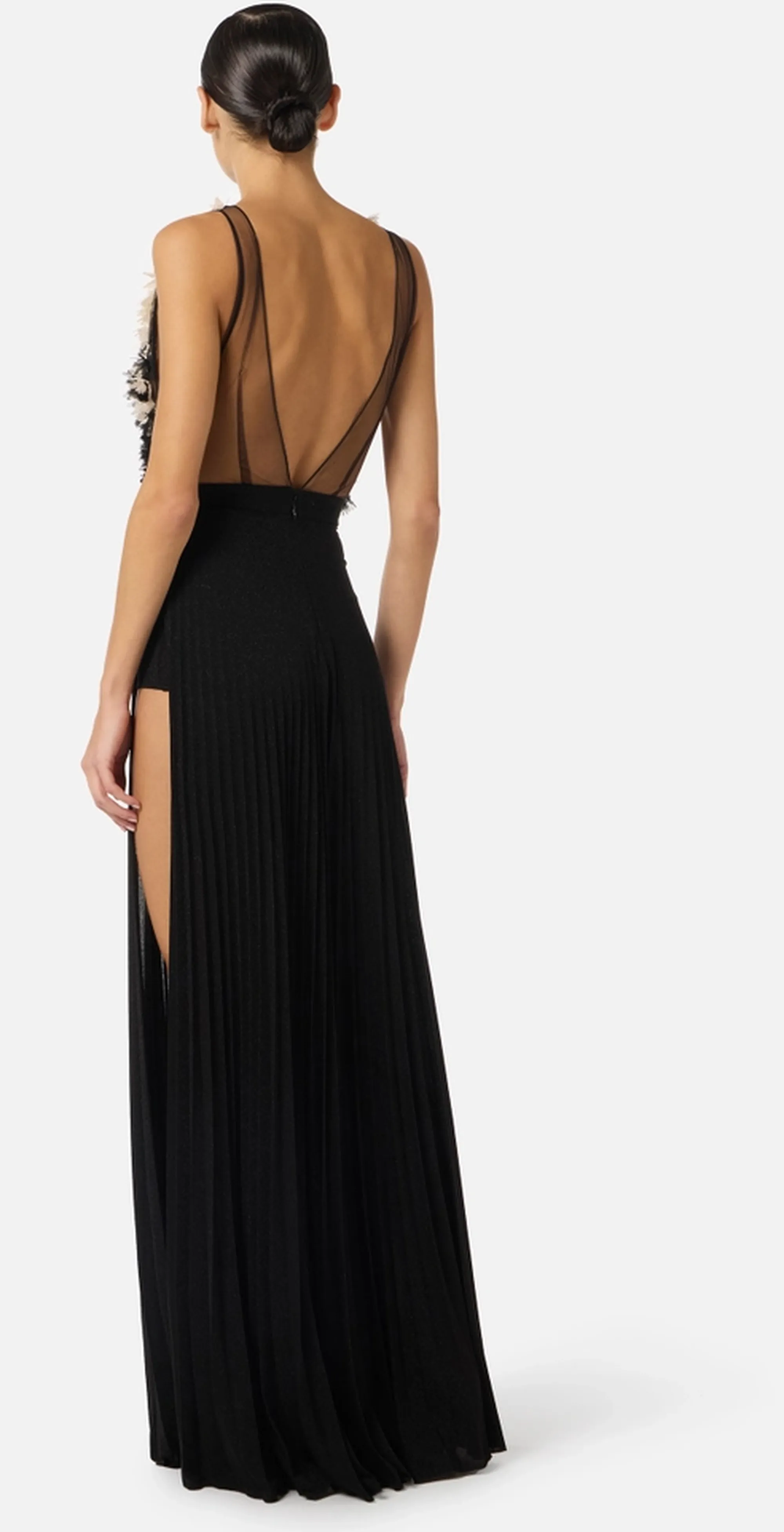 Elisabetta Franchi B'Red Carpet Dress In Tule And Lurex Jersey' Black Abr4462E2 180501