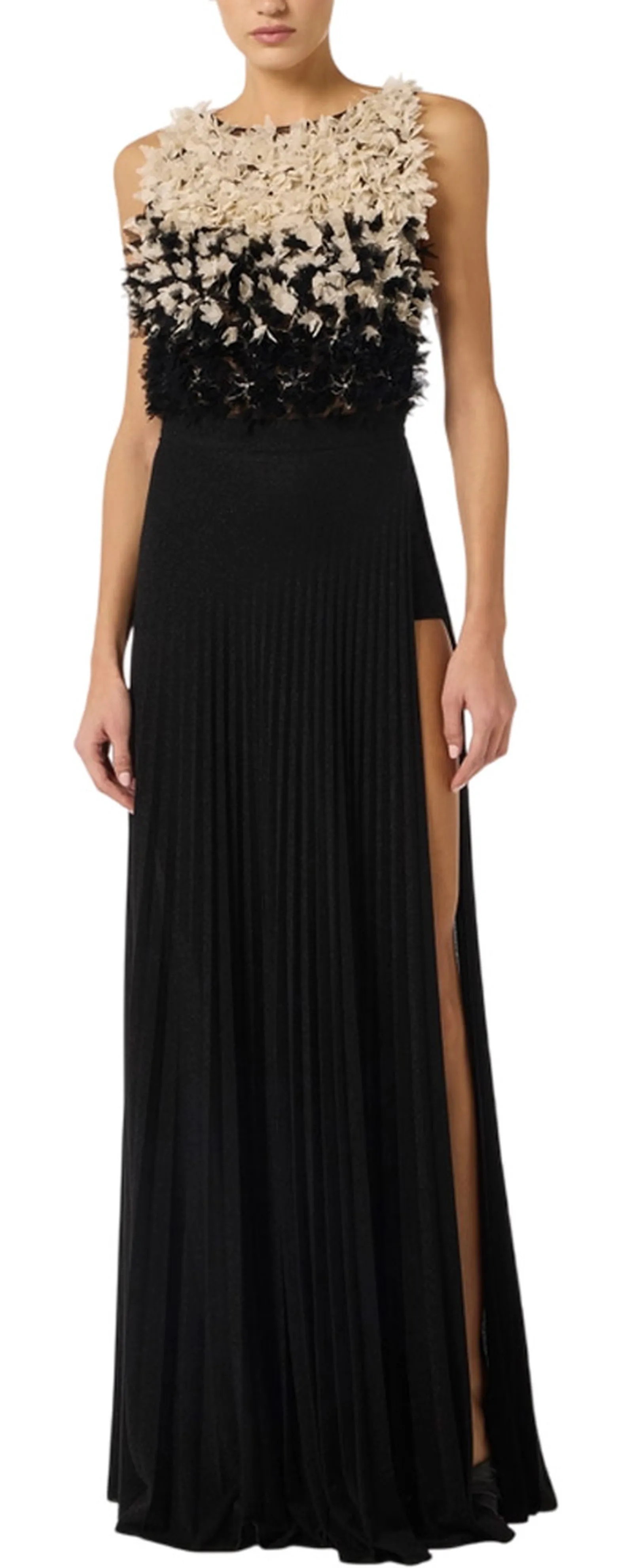 Elisabetta Franchi Abito Red Carpet In Tulle E Jersey Lurex Nero Abr4462E2 180971