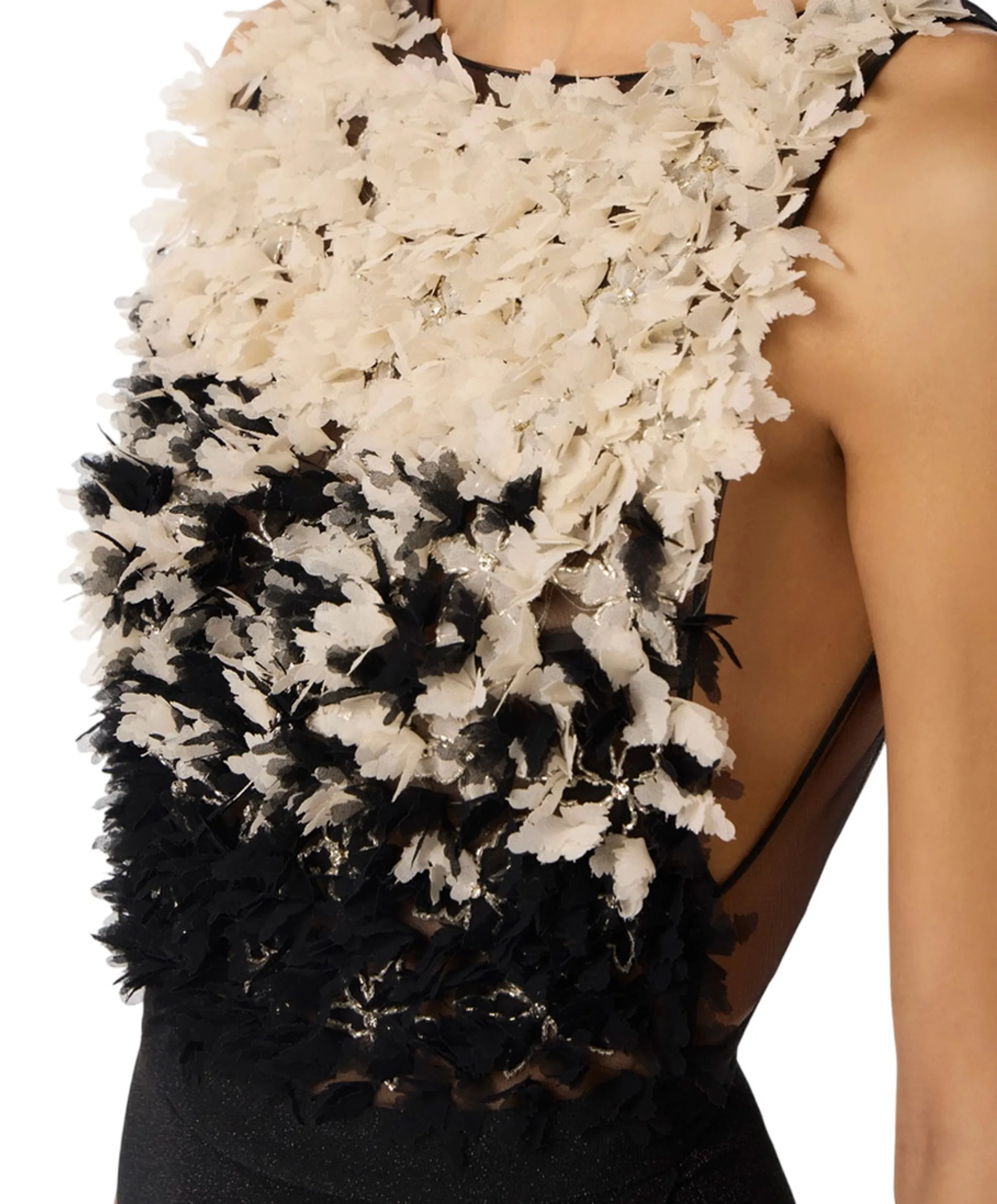 Elisabetta Franchi Abito Red Carpet In Tulle E Jersey Lurex Nero Abr4462E2 180974