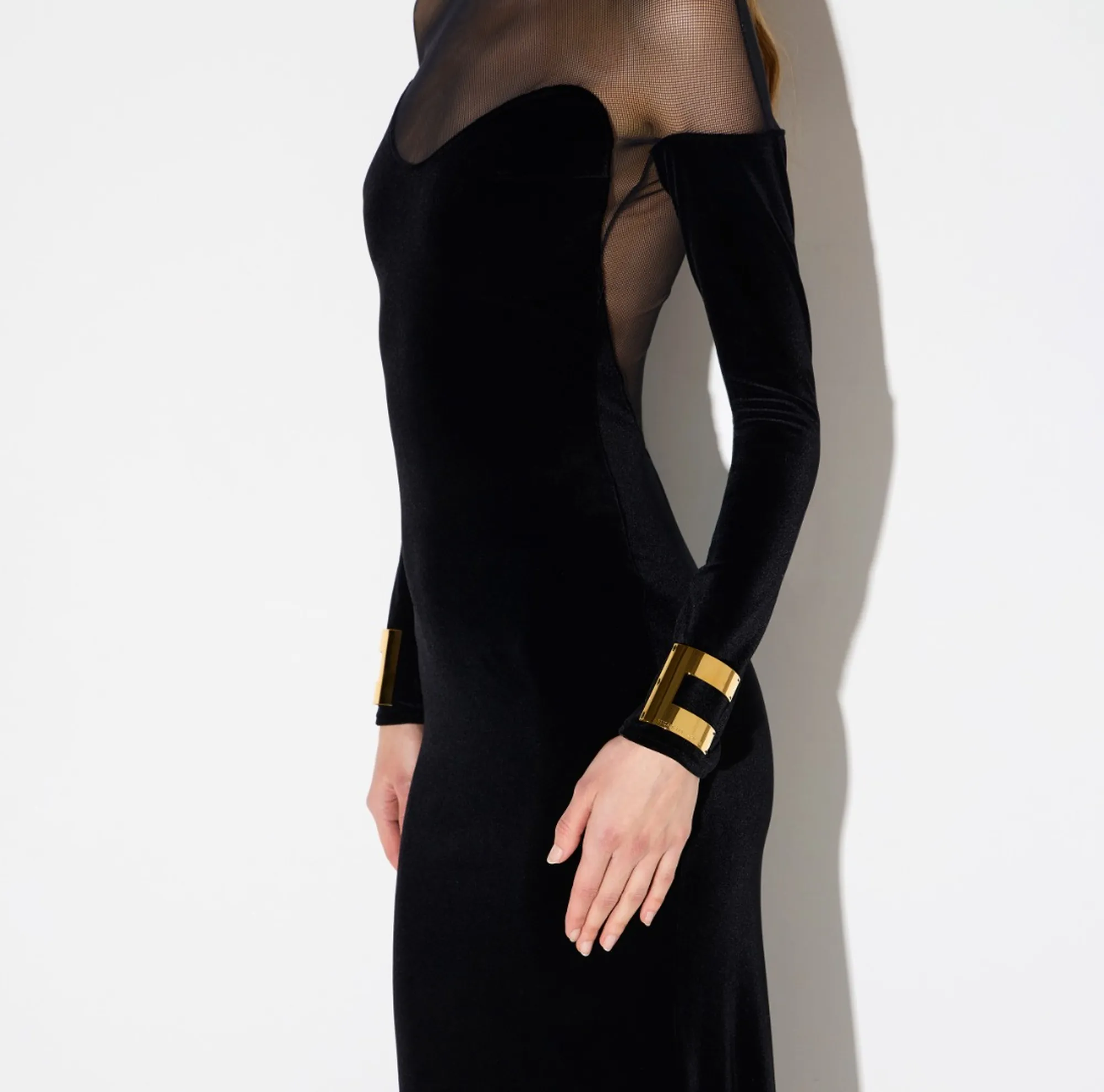 Elisabetta Franchi B'Red Carpet Dress In Velvet And Tulle' Black Abr2967E2 188301