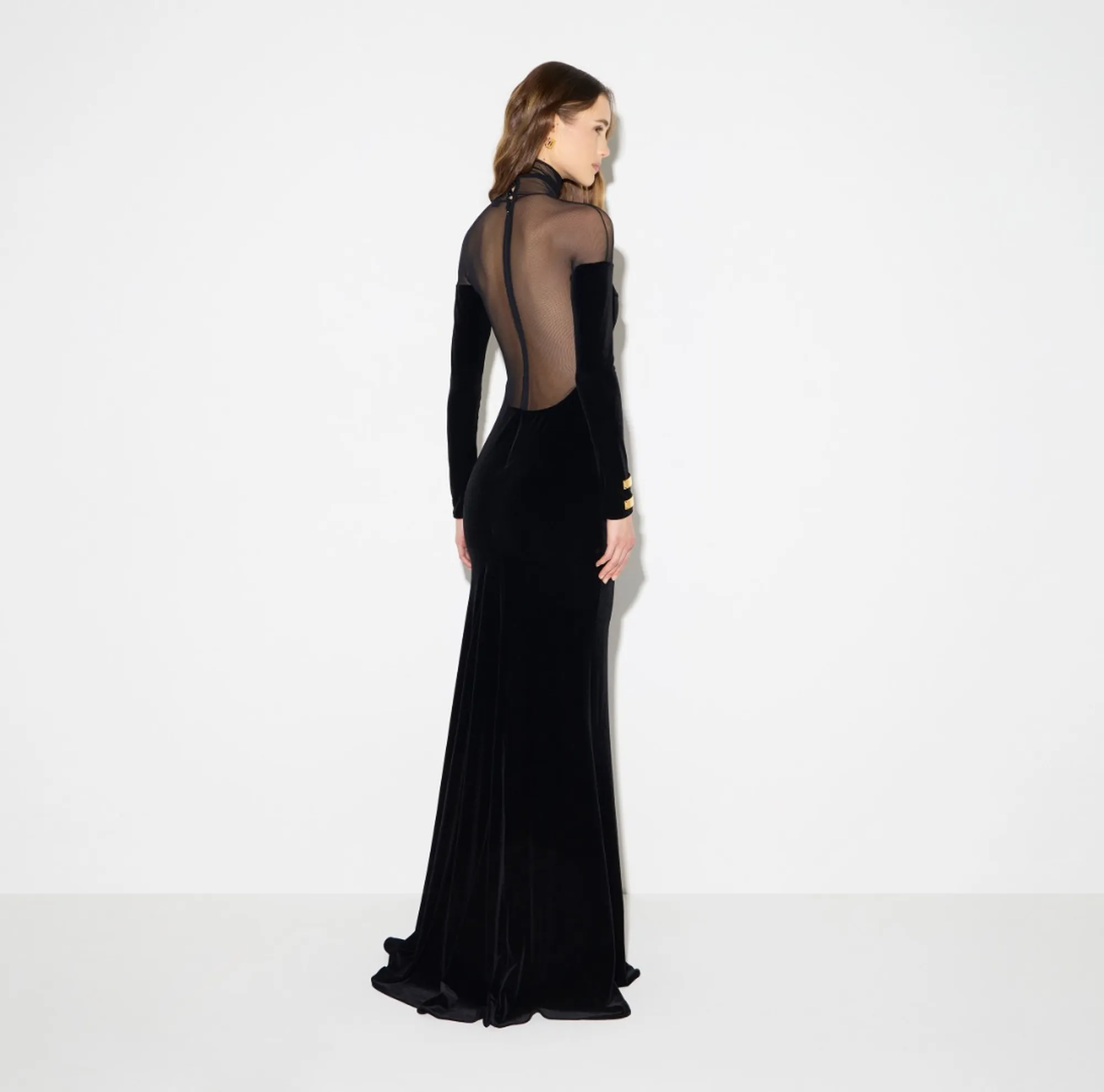 Elisabetta Franchi B'Red Carpet Dress In Velvet And Tulle' Black Abr2967E2 188302