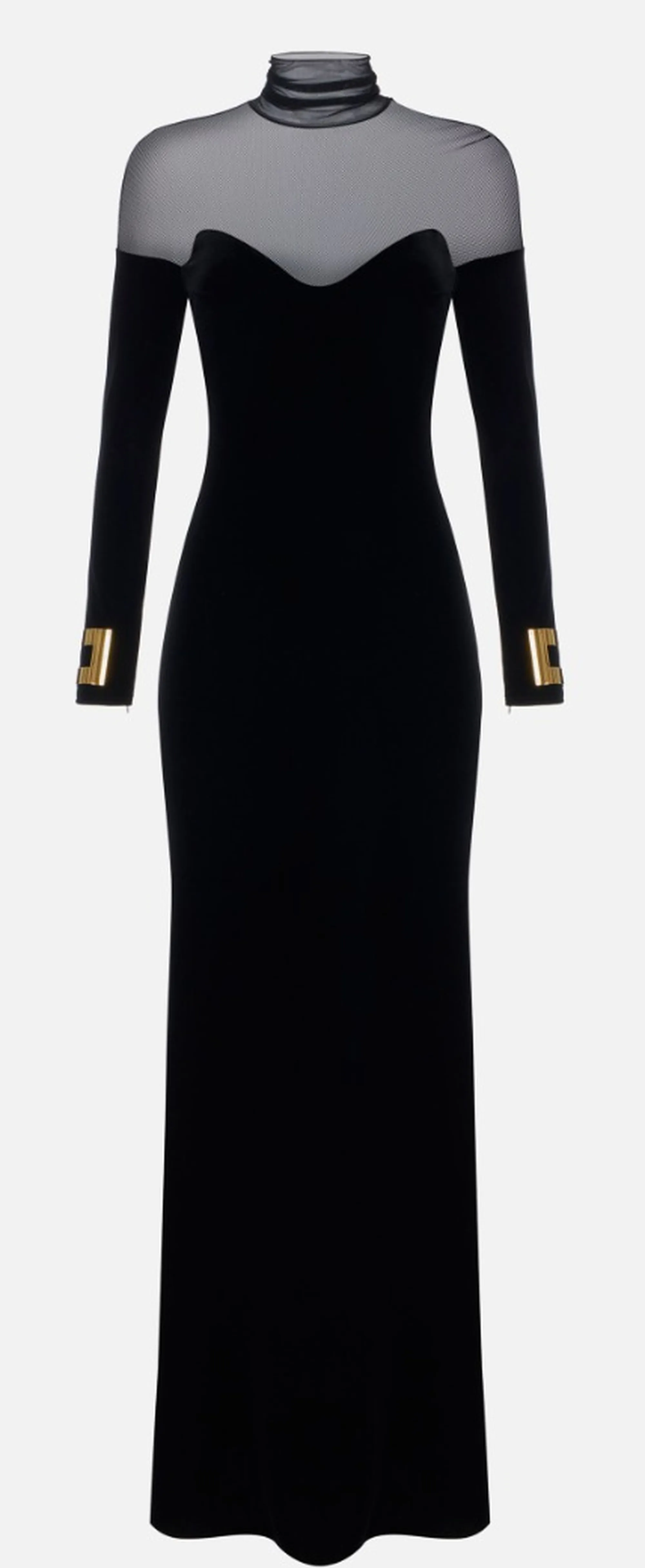 Elisabetta Franchi B'Red Carpet Dress In Velvet And Tulle' Black Abr2967E2 188303