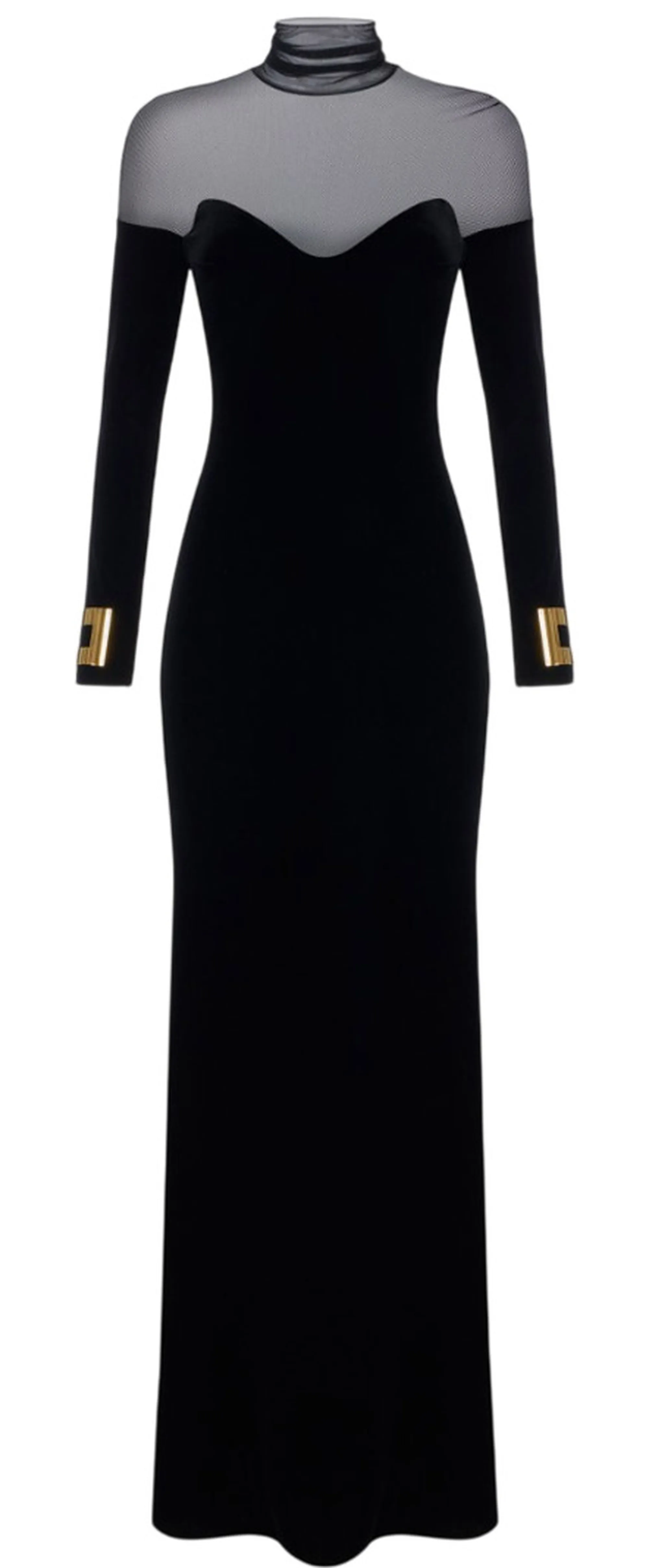 Elisabetta Franchi B'Red Carpet Dress In Velvet And Tulle' Black Abr2967E2 189351