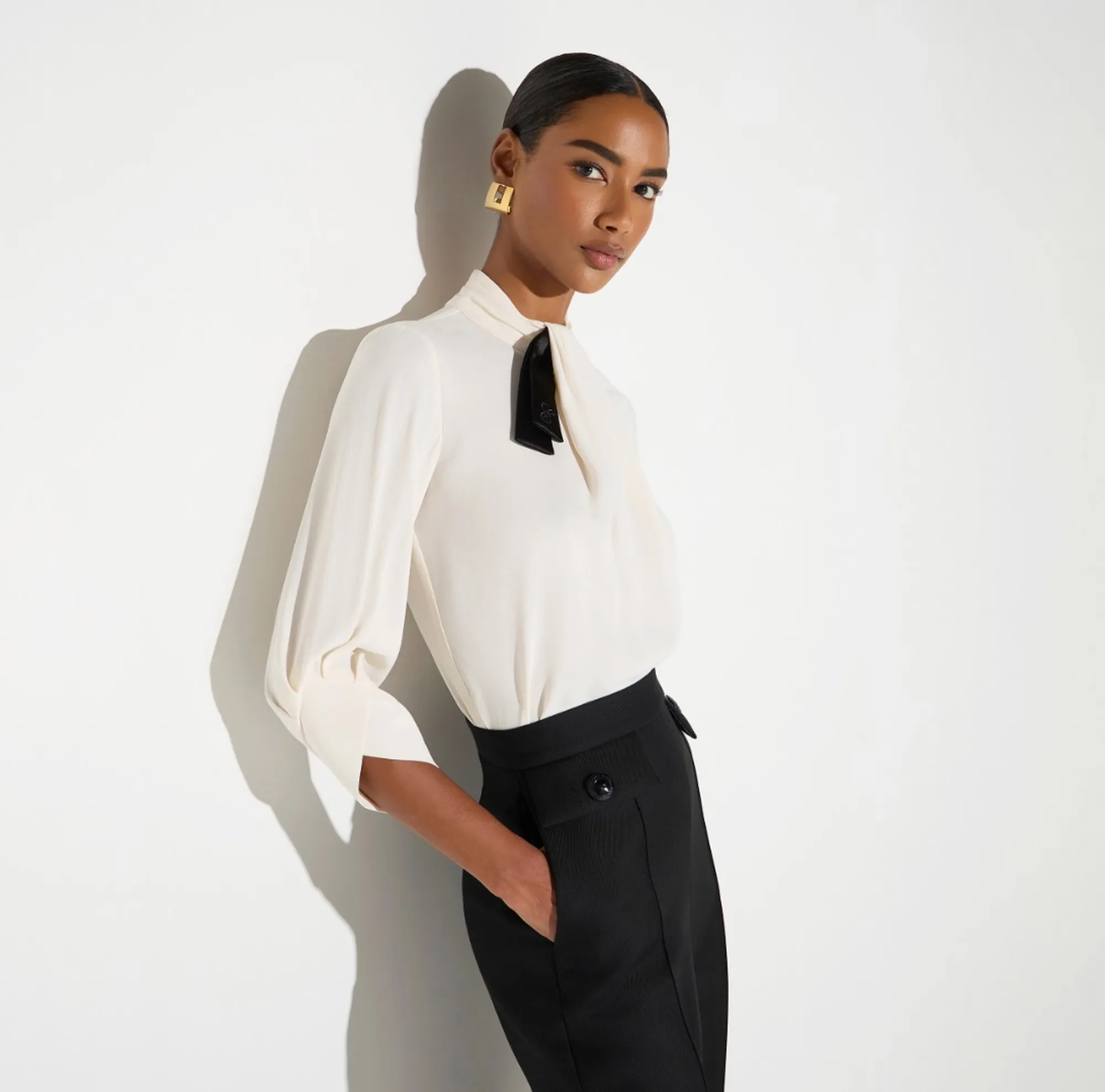 Elisabetta Franchi B'Georgette Blouse With Tie' Butter Ca17866E2 184625