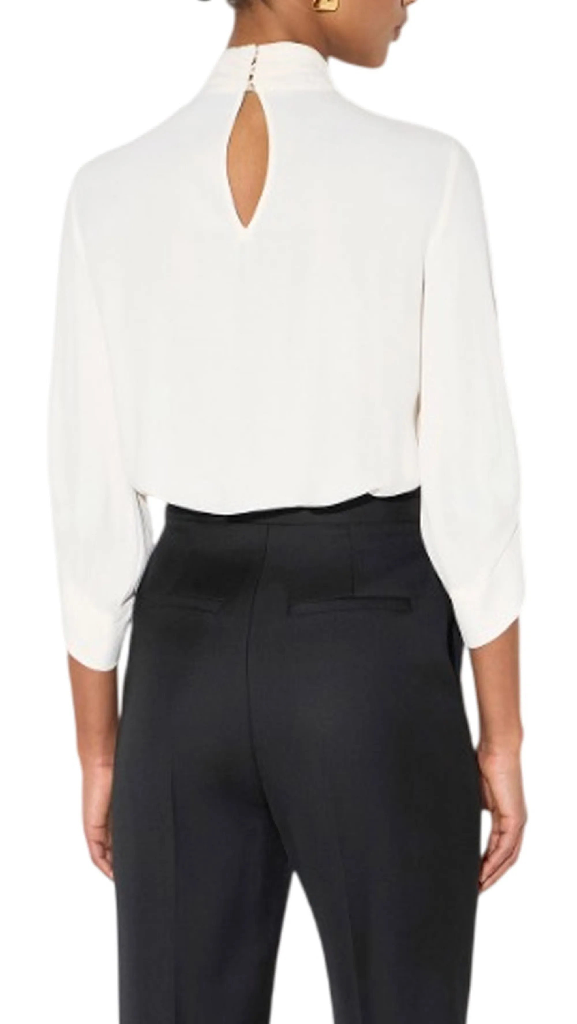 Elisabetta Franchi Blusa In Georgette Con Cravattino Burro Ca17866E2 185079