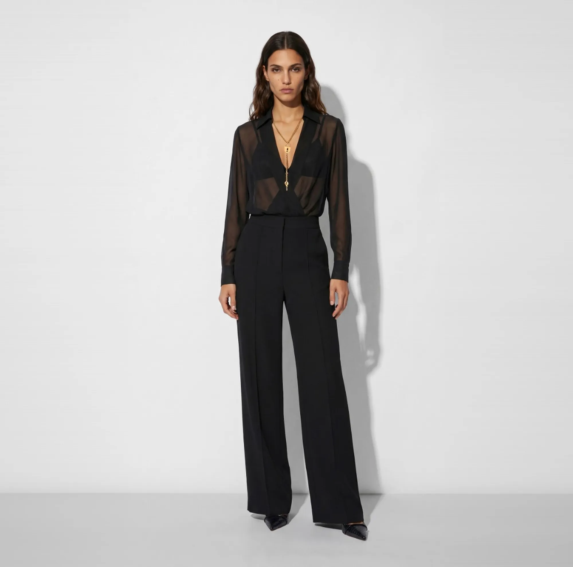 Elisabetta Franchi Body In Georgette Con Catena Gioiello Nero Cb00966E2 184636