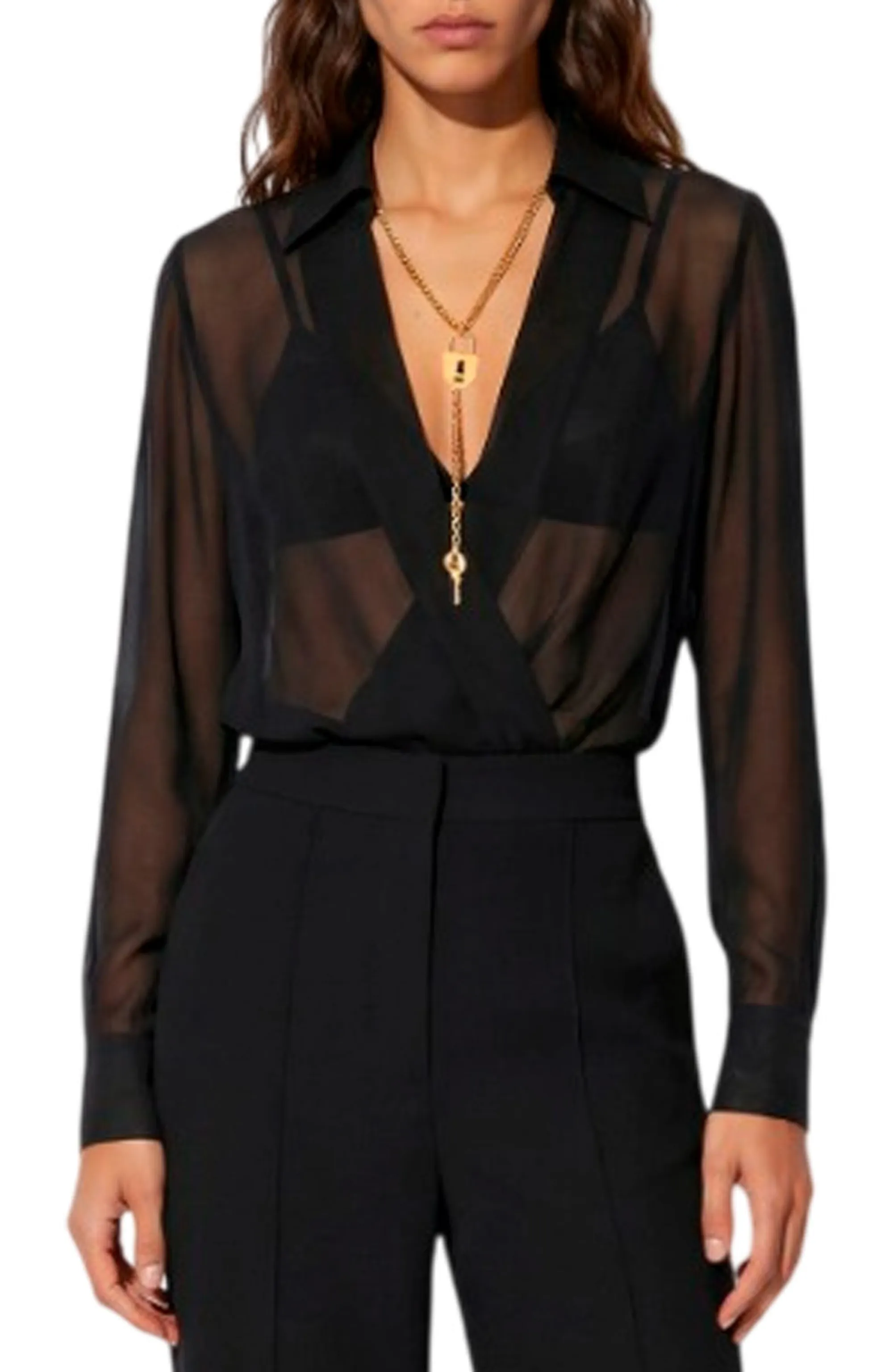 Elisabetta Franchi B'Georgette Bodysuit With Jewel Chain' Black Cb00966E2 185107