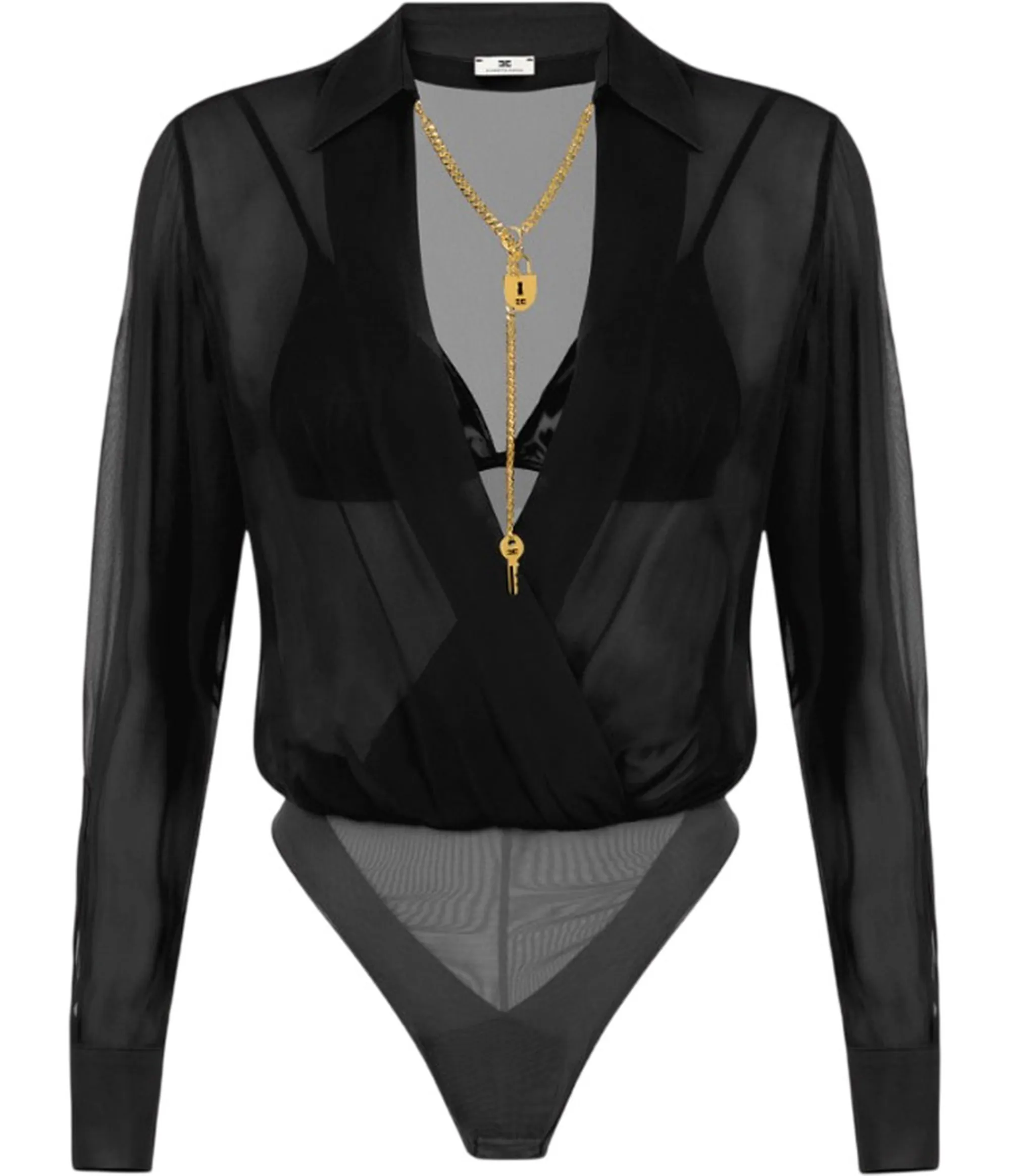 Elisabetta Franchi B'Georgette Bodysuit With Jewel Chain' Black Cb00966E2 185116