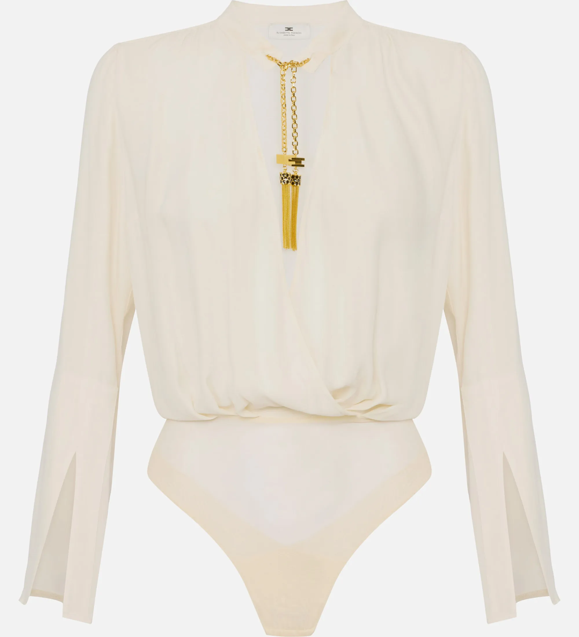 Elisabetta Franchi B'Georgette Bodysuit With Jewel Details' Milk Cb00557E2 152968