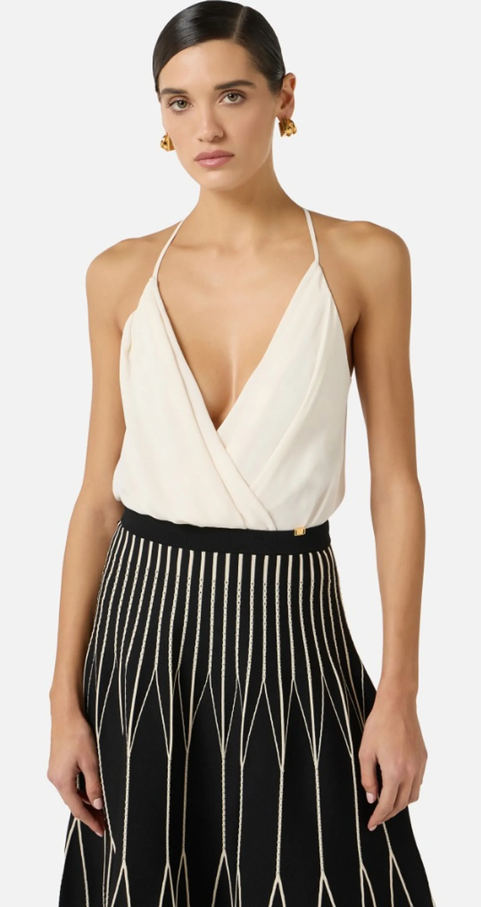 Elisabetta Franchi Body In Georgette Di Viscosa Burro Bo01461E2 171446