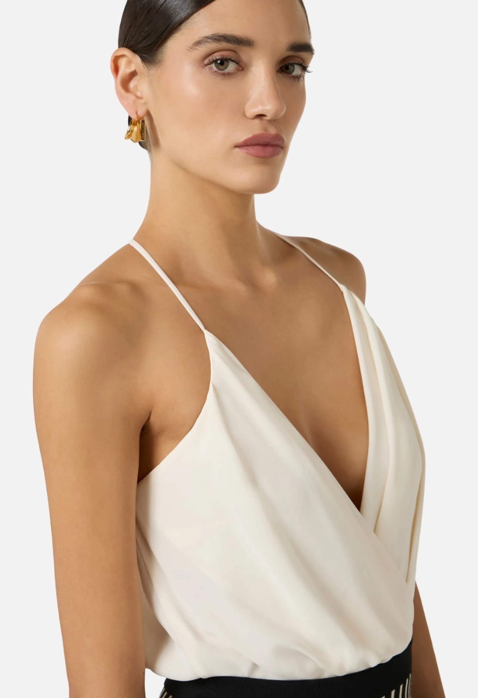 Elisabetta Franchi Body In Georgette Di Viscosa Burro Bo01461E2 171447