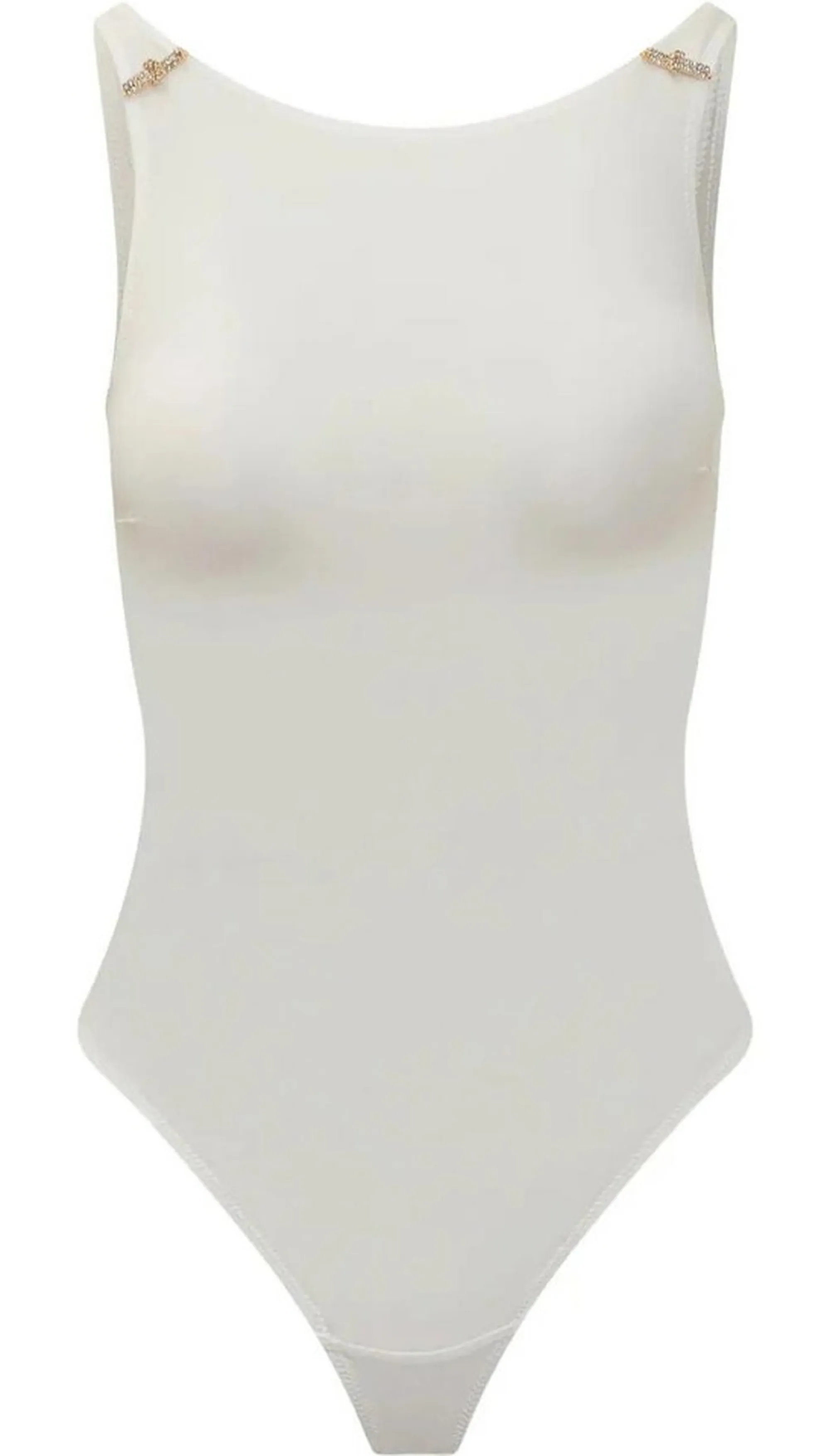 Elisabetta Franchi Body In Jersey Con Dettagli Gioiello Avorio Bo03552E2 152659