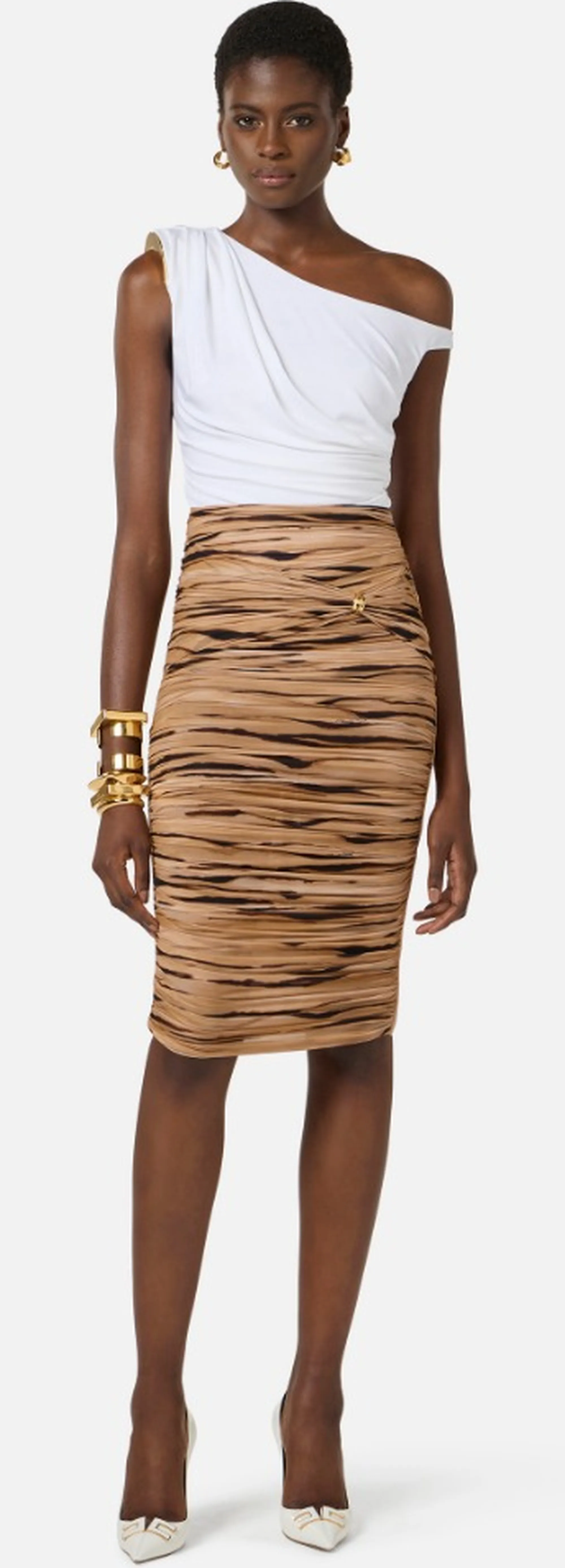 Elisabetta Franchi Body In Jersey Con Spalla Gioiello Avorio Bo01361E2 172352