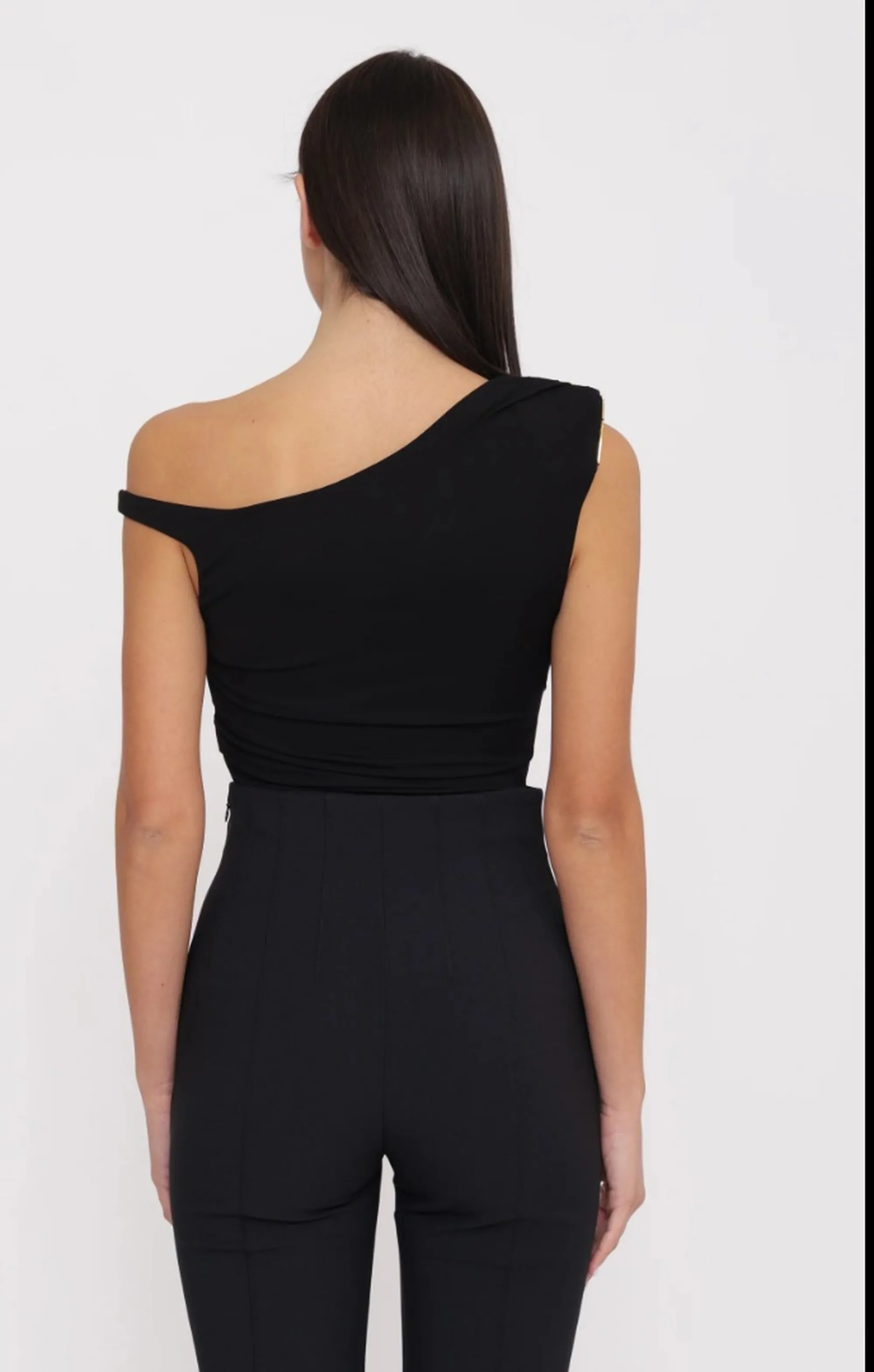 Elisabetta Franchi Body In Jersey Con Spalla Gioiello Nero Bo01361E2 172358