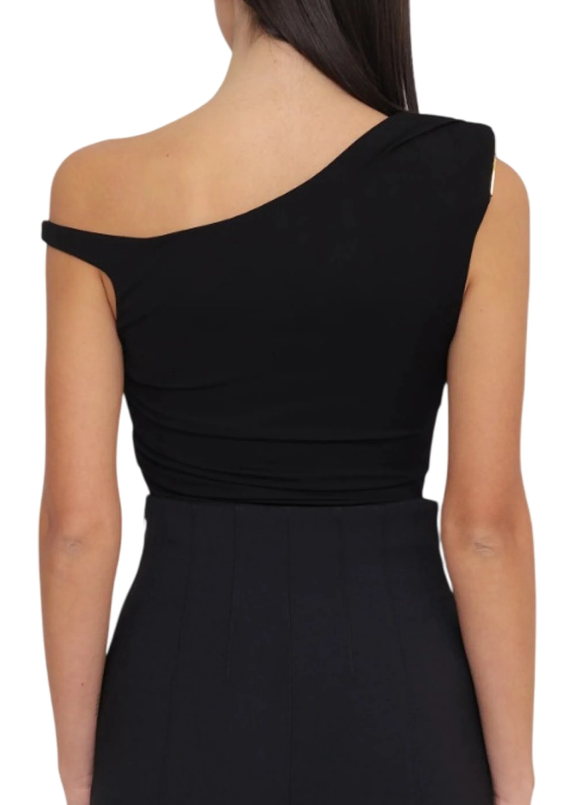 Elisabetta Franchi Body In Jersey Con Spalla Gioiello Nero Bo01361E2 178419