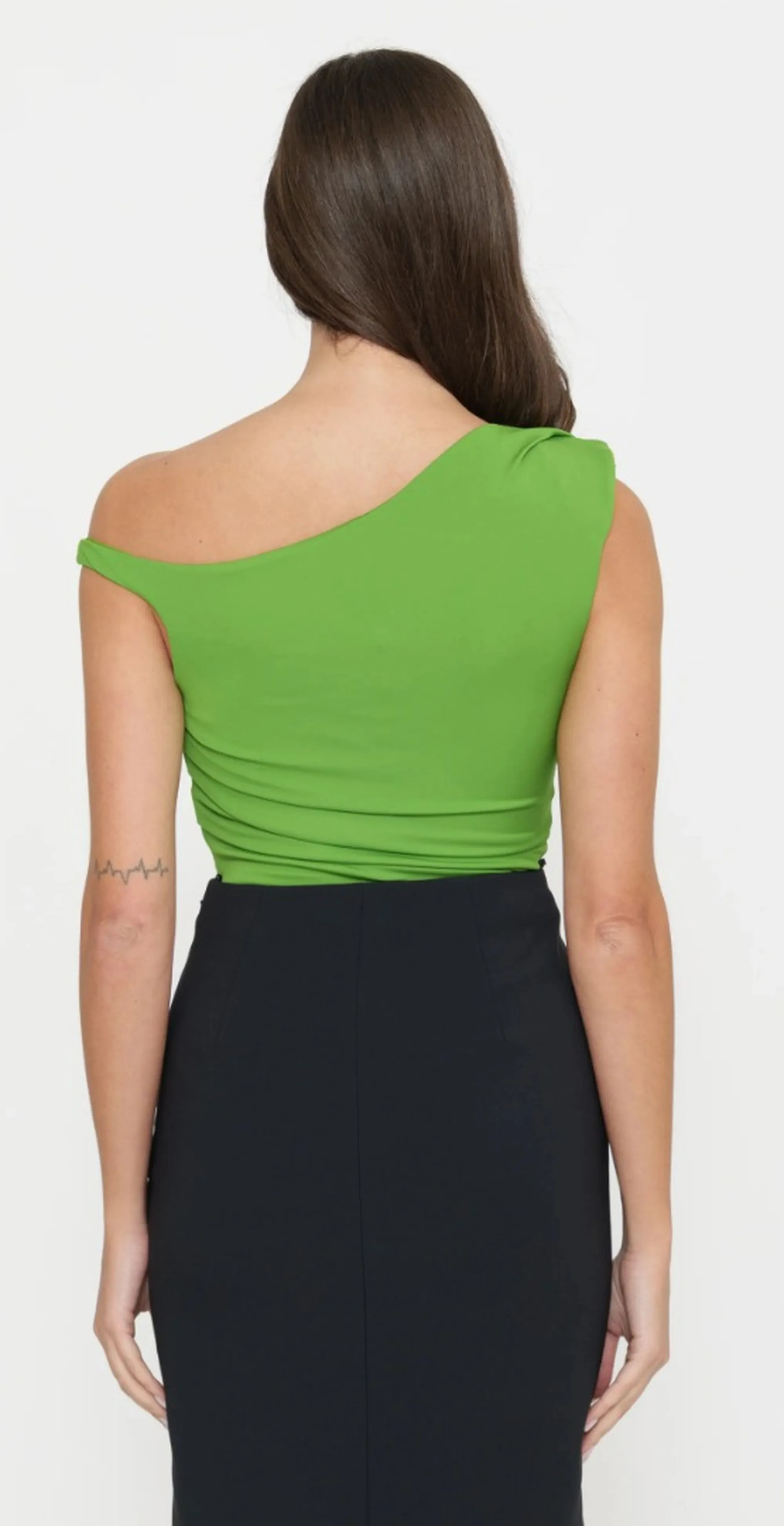 Elisabetta Franchi Body In Jersey Con Spalla Gioiello Verde Bo01361E2 172361