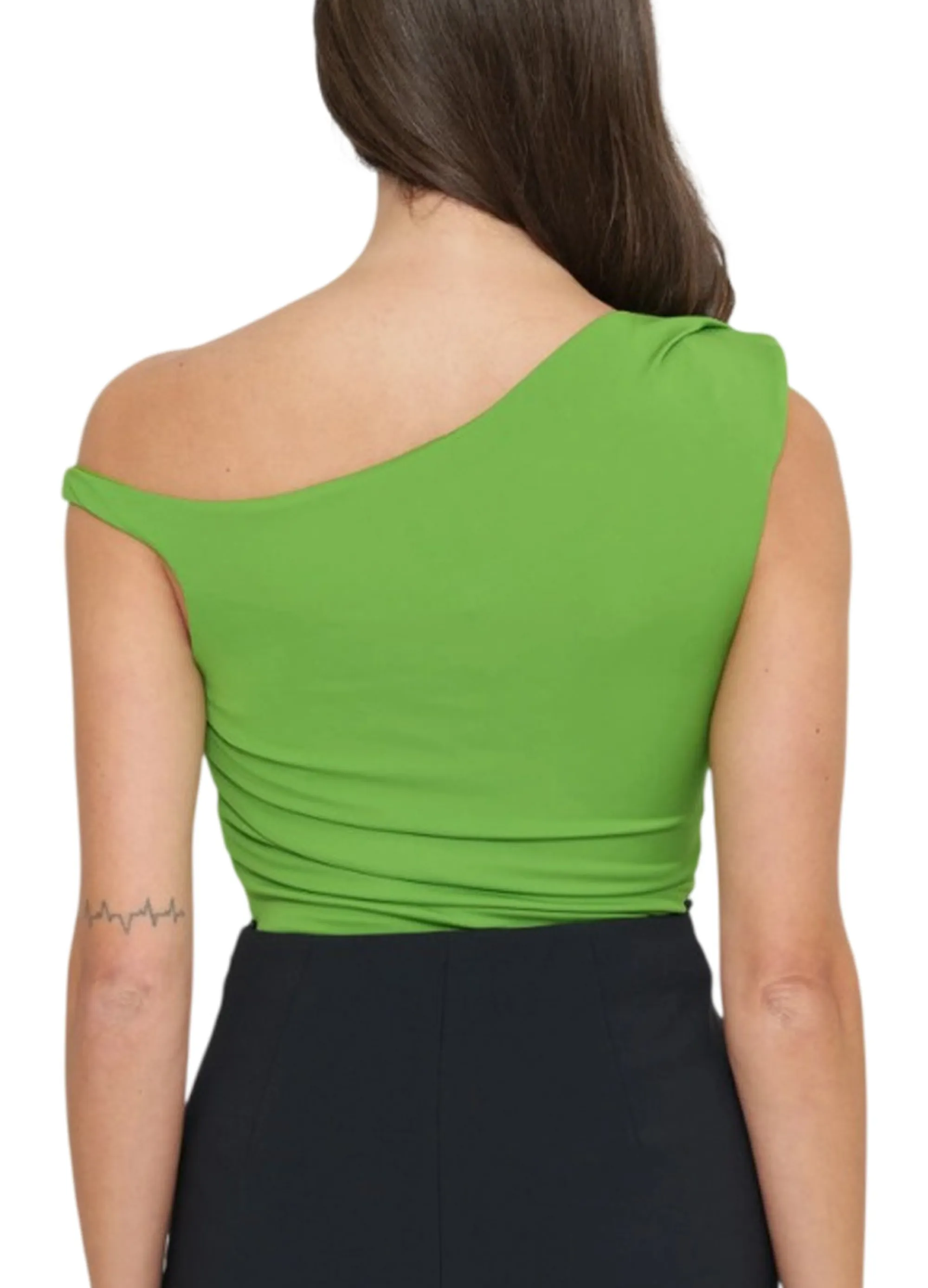 Elisabetta Franchi Body In Jersey Con Spalla Gioiello Verde Bo01361E2 178413