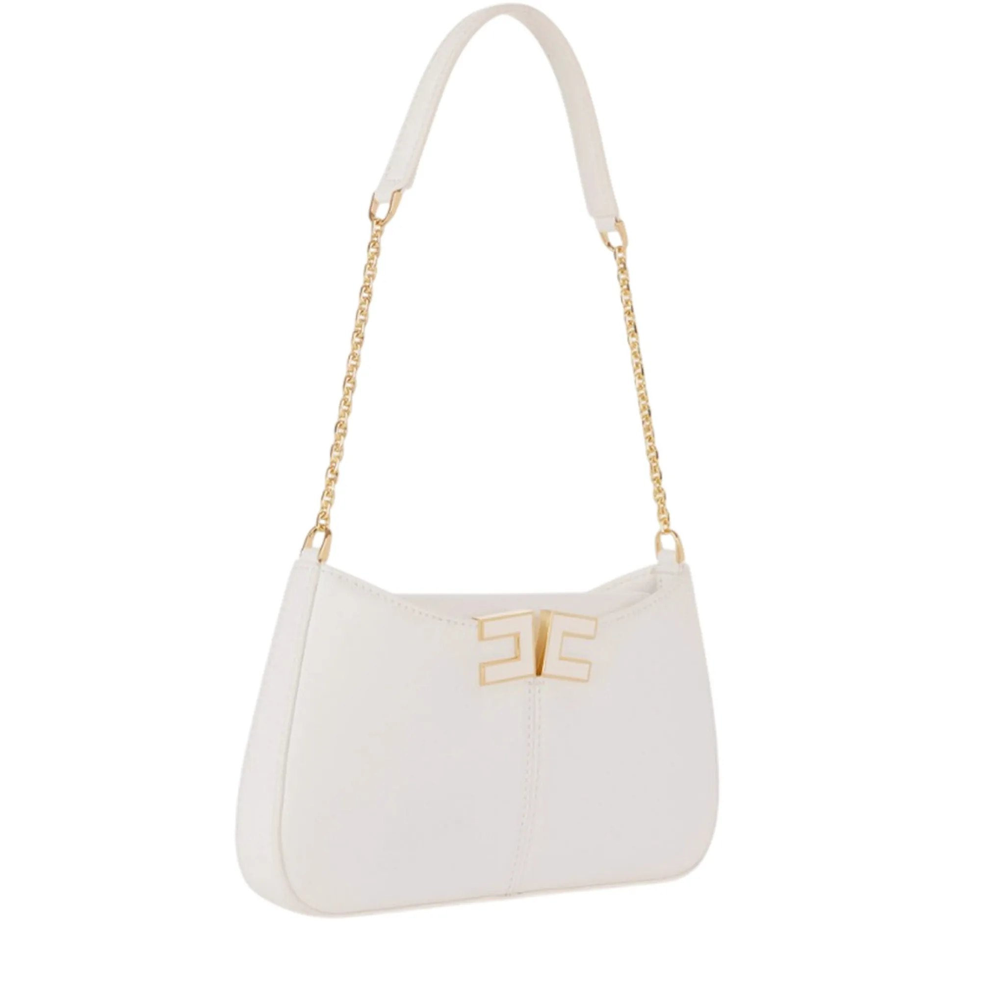 Elisabetta Franchi Borsa A Spalla Con Dettaglio Logo Avorio Bs93A61E2 179835