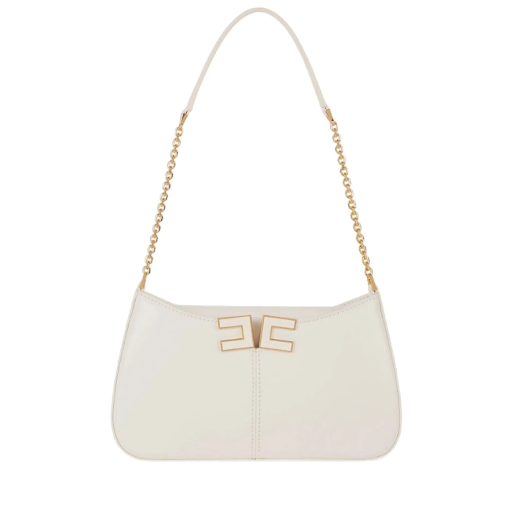 Elisabetta Franchi Borsa A Spalla Con Dettaglio Logo Avorio Bs93A61E2 179836